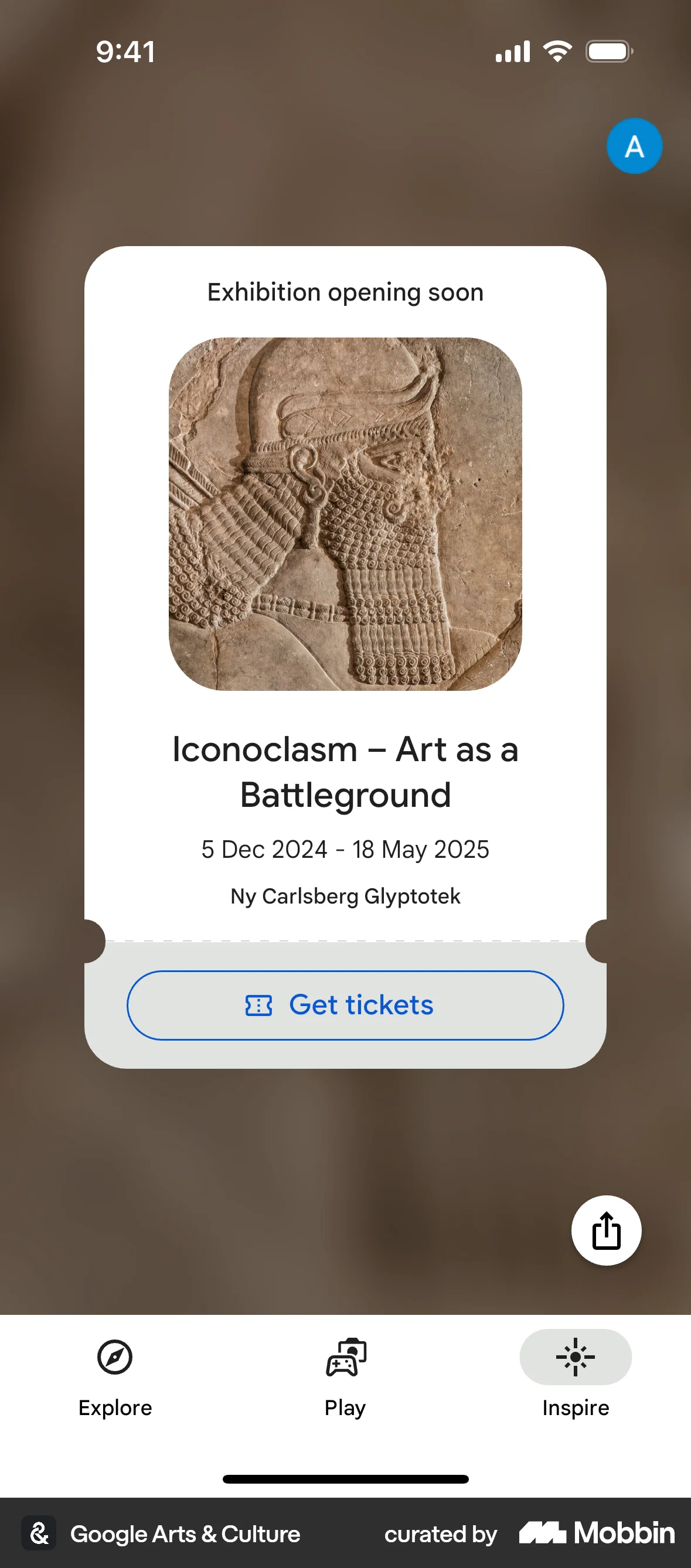 Google Arts & Culture iOS Event Detail screen
