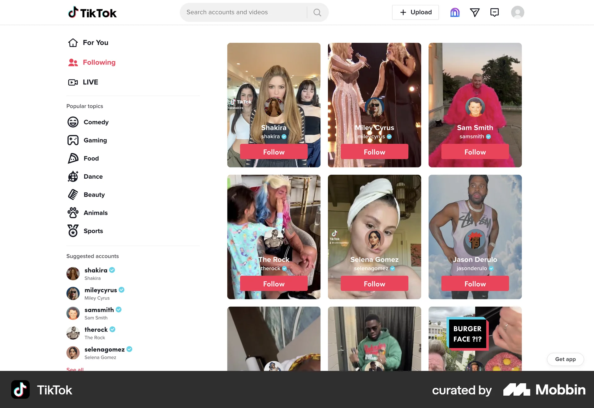 TikTok Web Suggestions & Similar Items screen