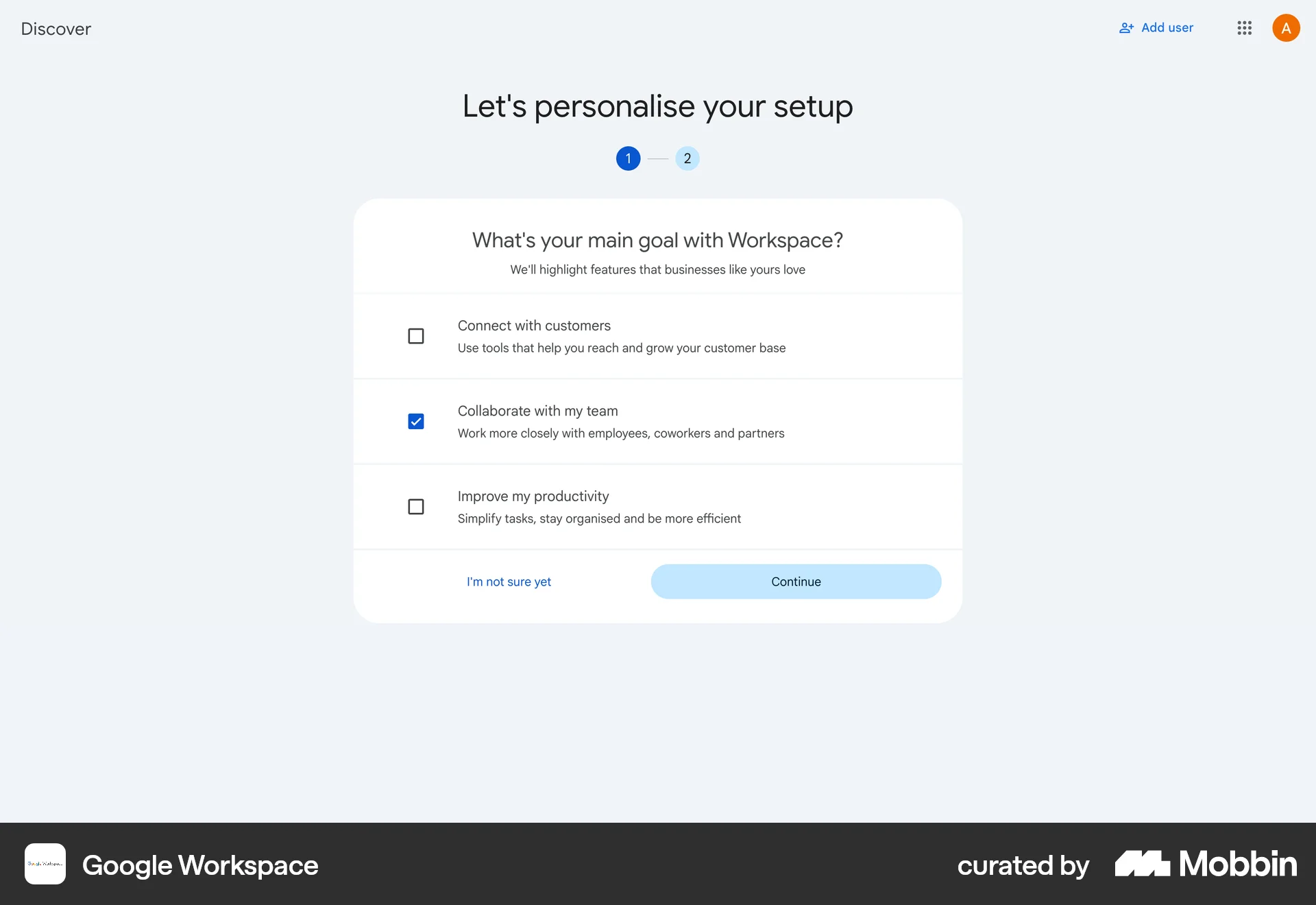 Google Workspace Web Account Setup screen