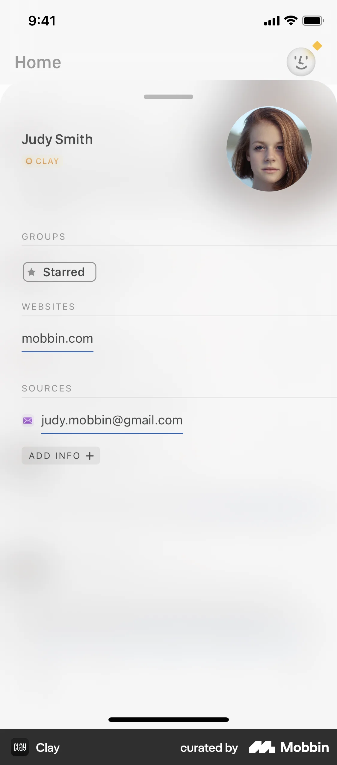Clay iOS My Account & Profile screen