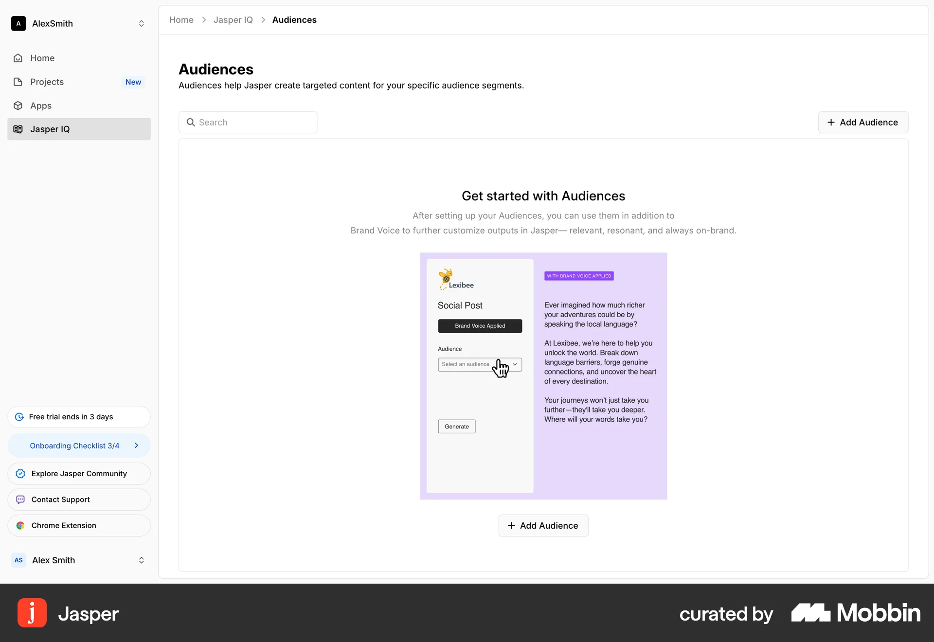 Jasper Web Empty State screen