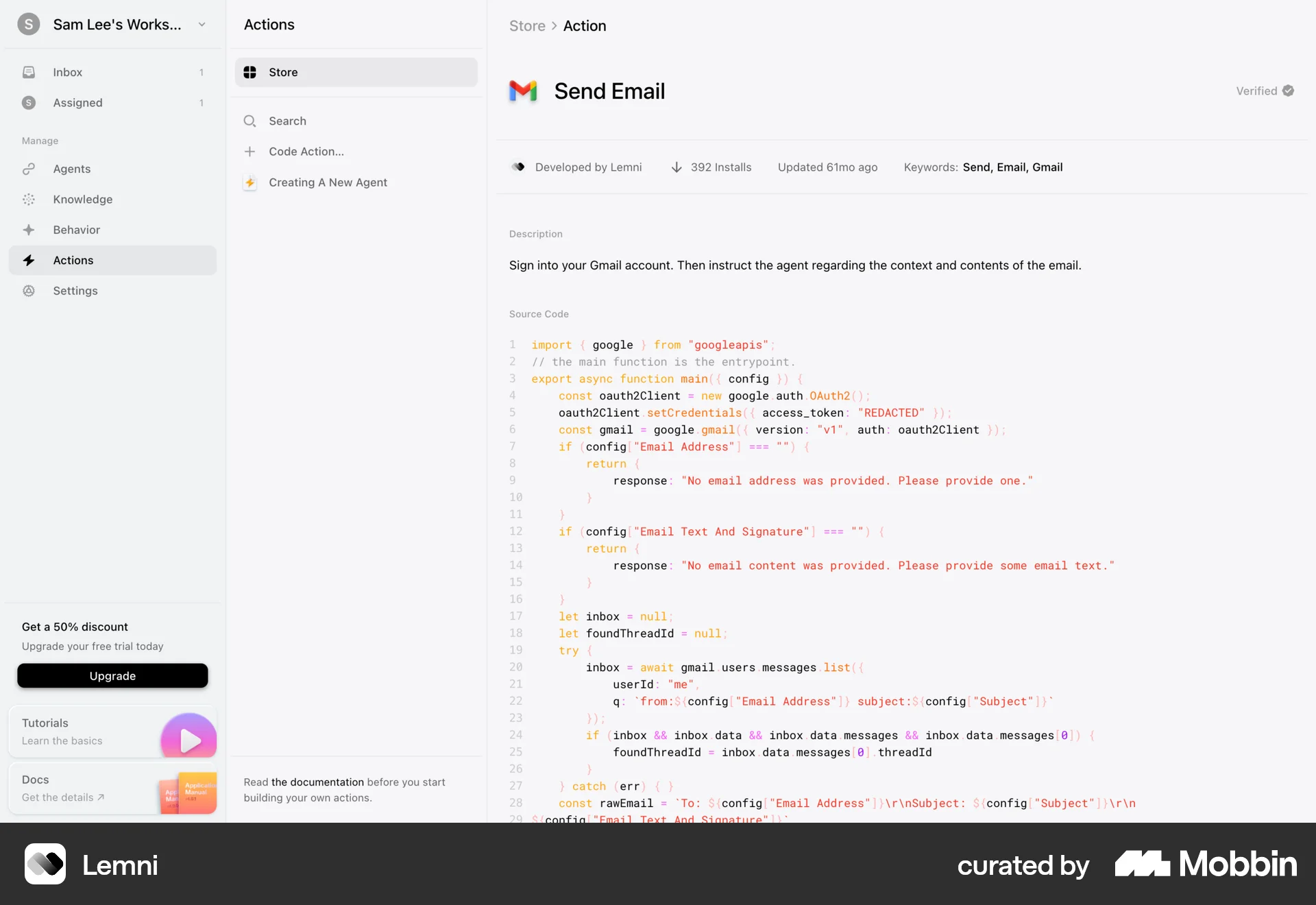 Lemni Web Other Content screen