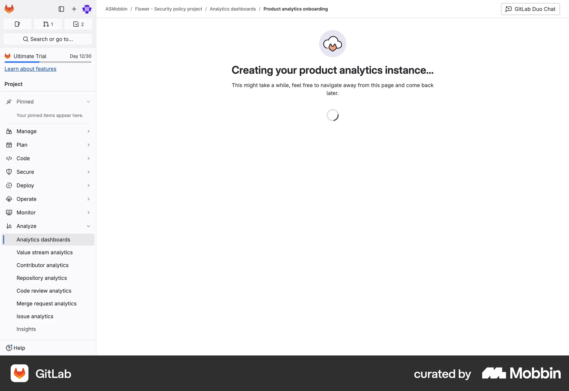 GitLab Web screen containing Loading Indicator UI element