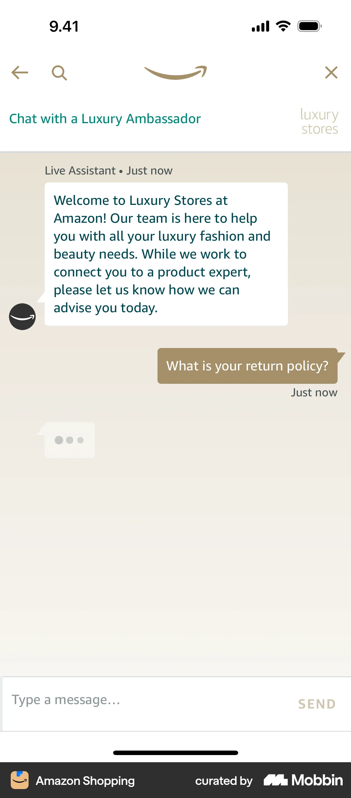 Amazon Shopping iOS Loading screen