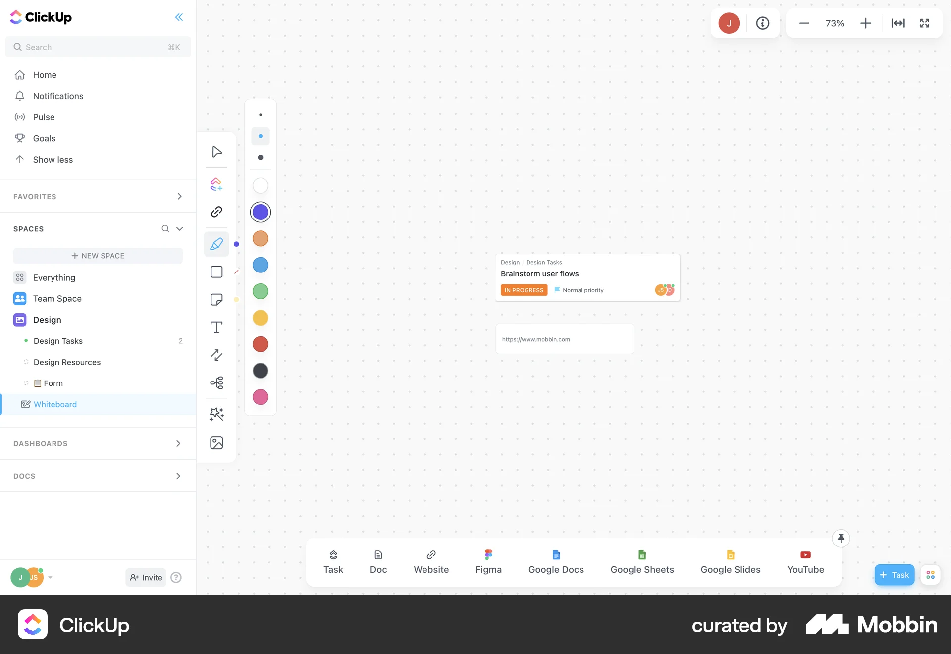 ClickUp Web screen containing Color Picker UI element