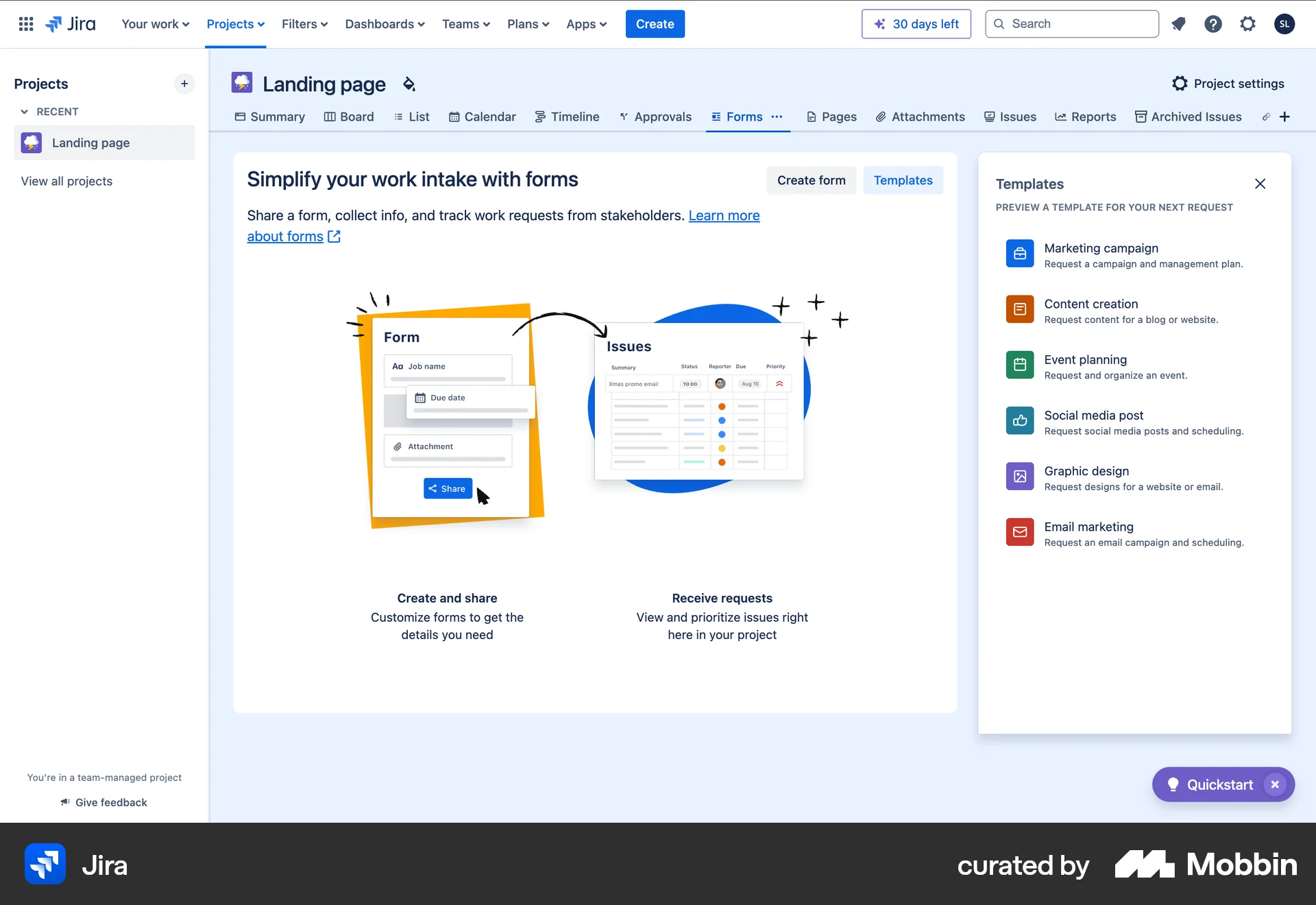 Jira Web screen containing Floating Action Button UI element