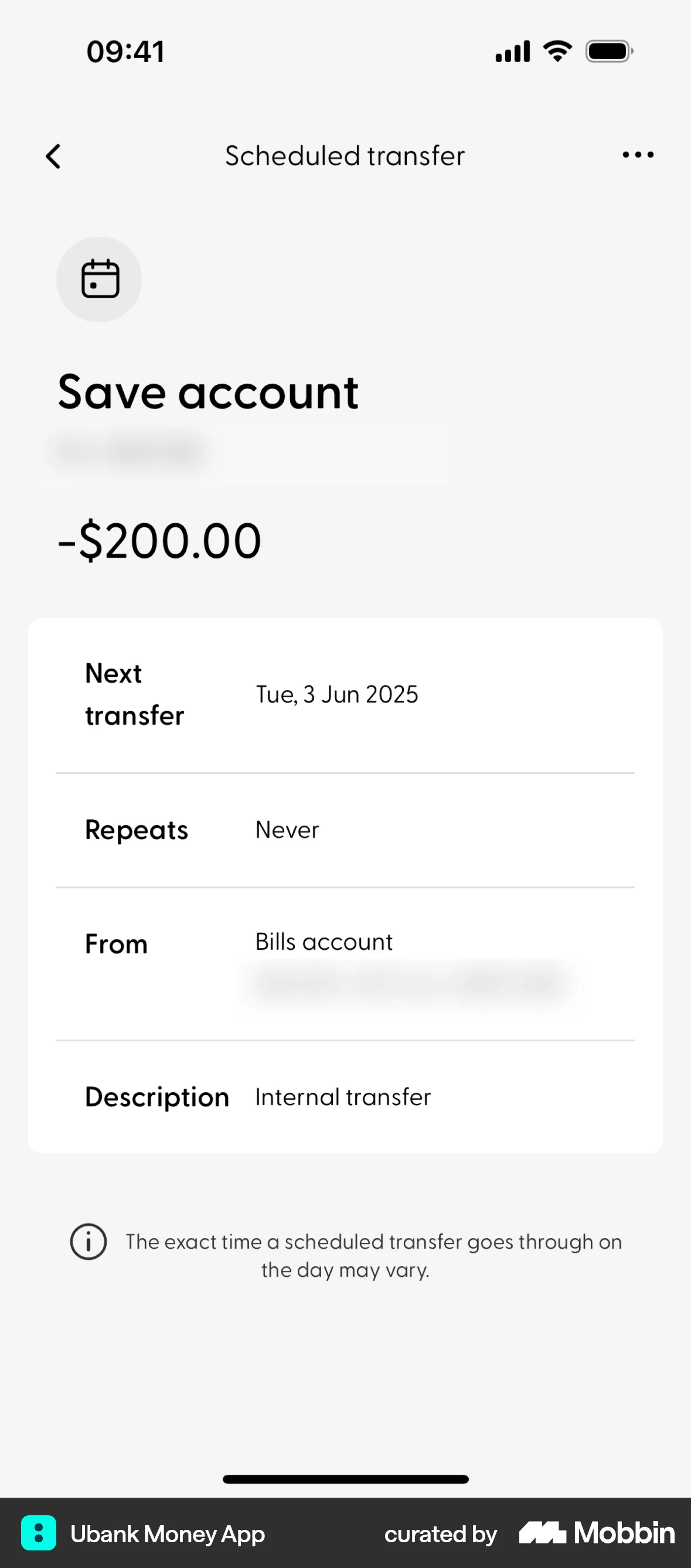 Ubank Money App iOS Date & Time screen
