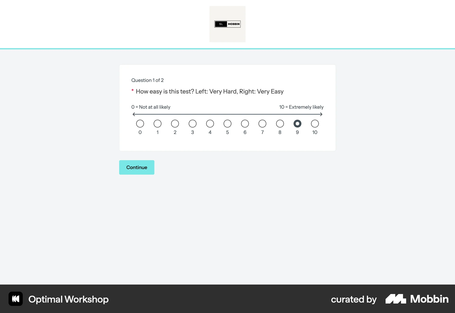 Optimal Workshop Web Quiz screen