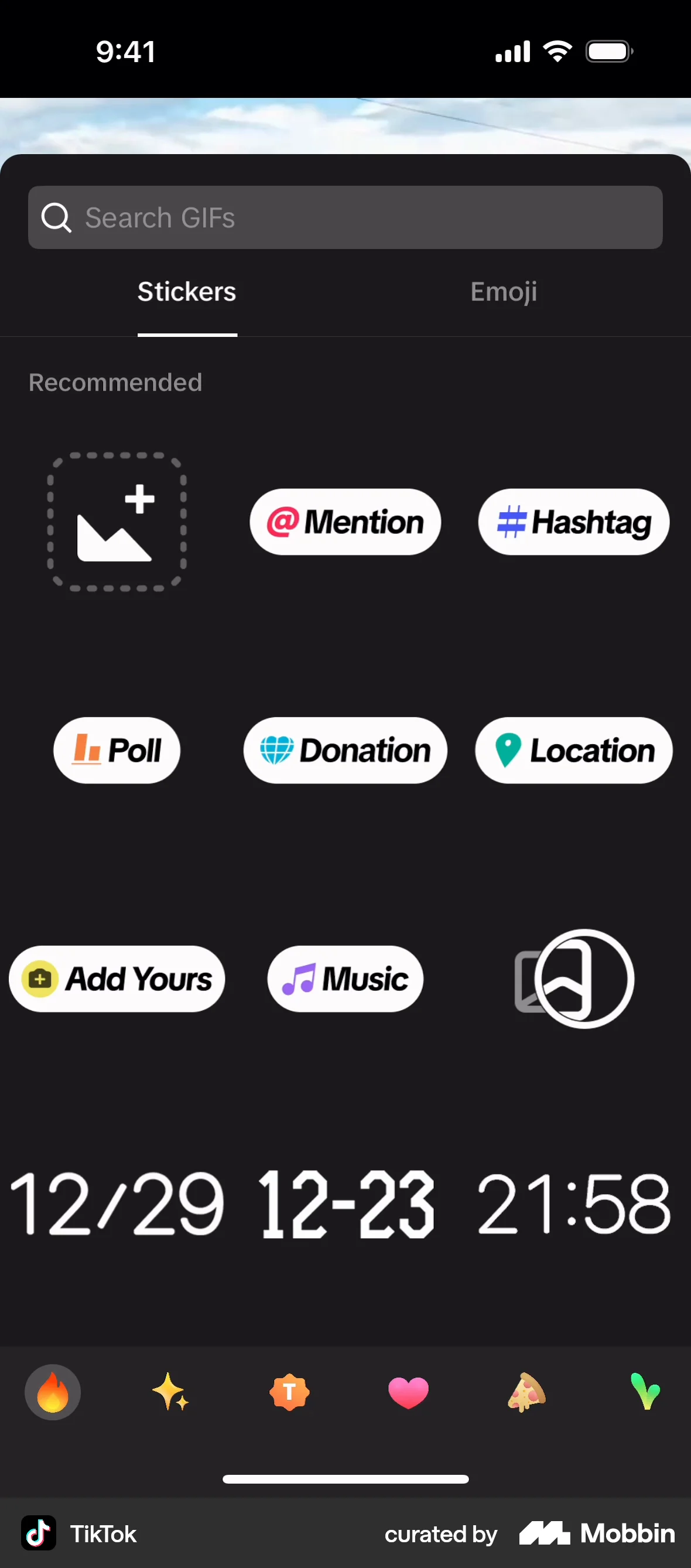 TikTok iOS Filters & Stickers screen