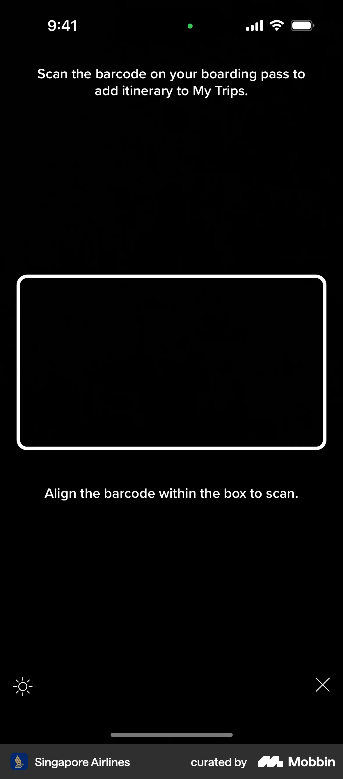 Singapore Airlines screen