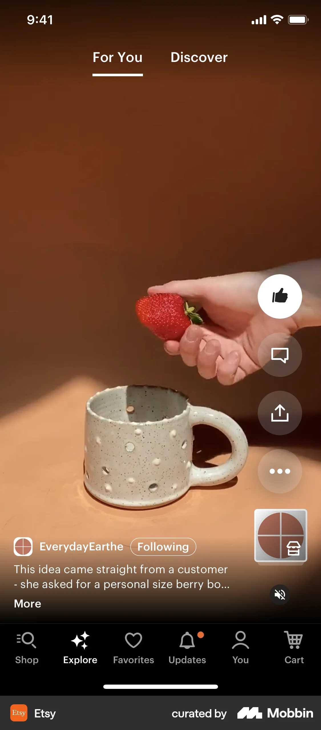 Etsy iOS Stories screen