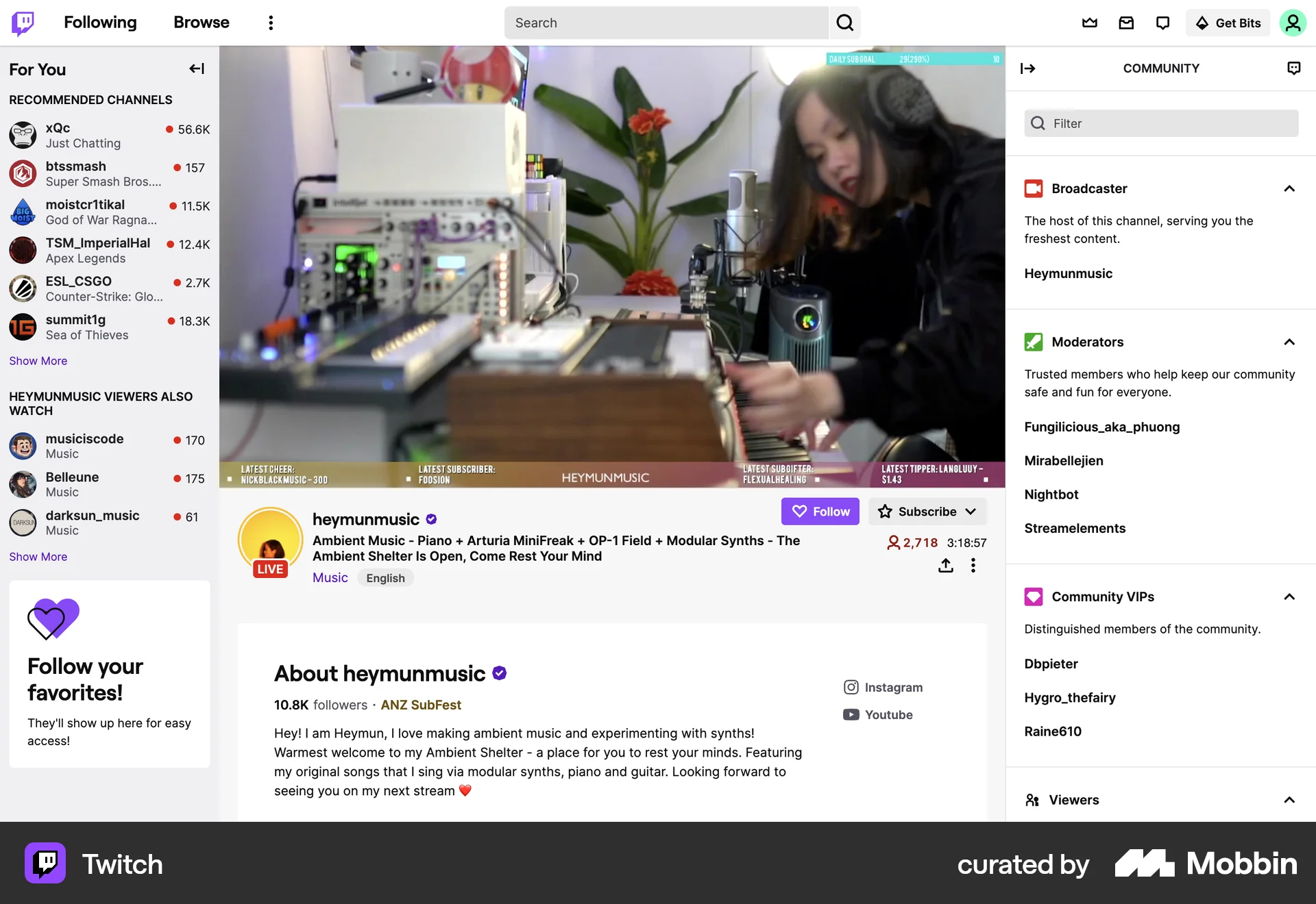 Twitch Web screen containing Accordion UI element