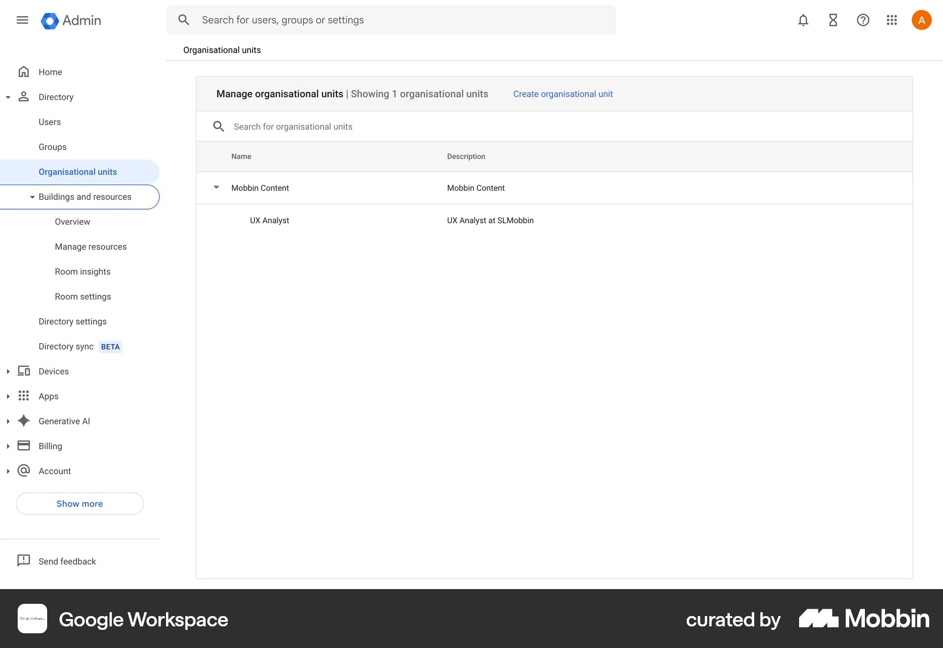Google Workspace Web Admin UI screen