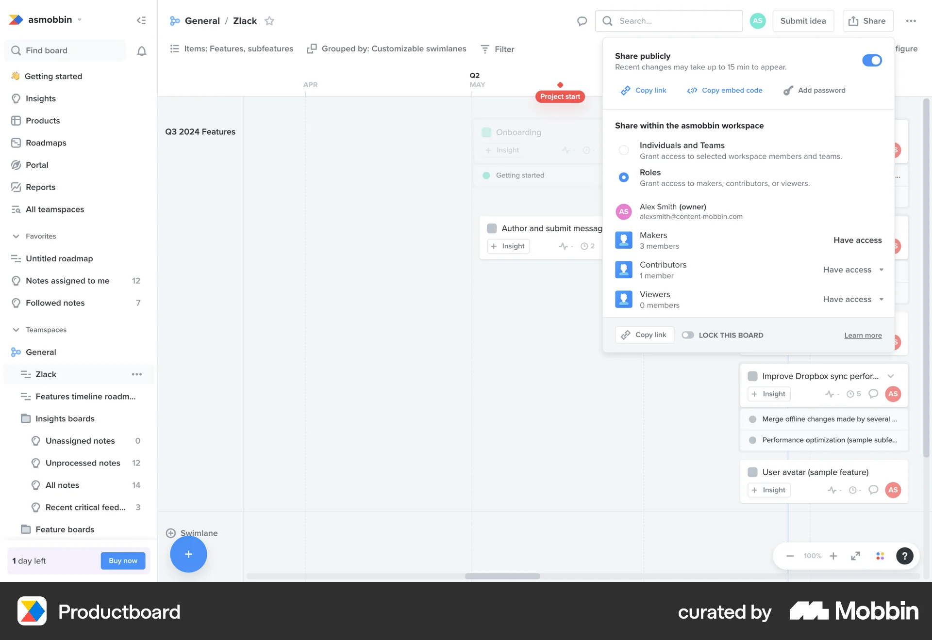 Productboard Web Share screen