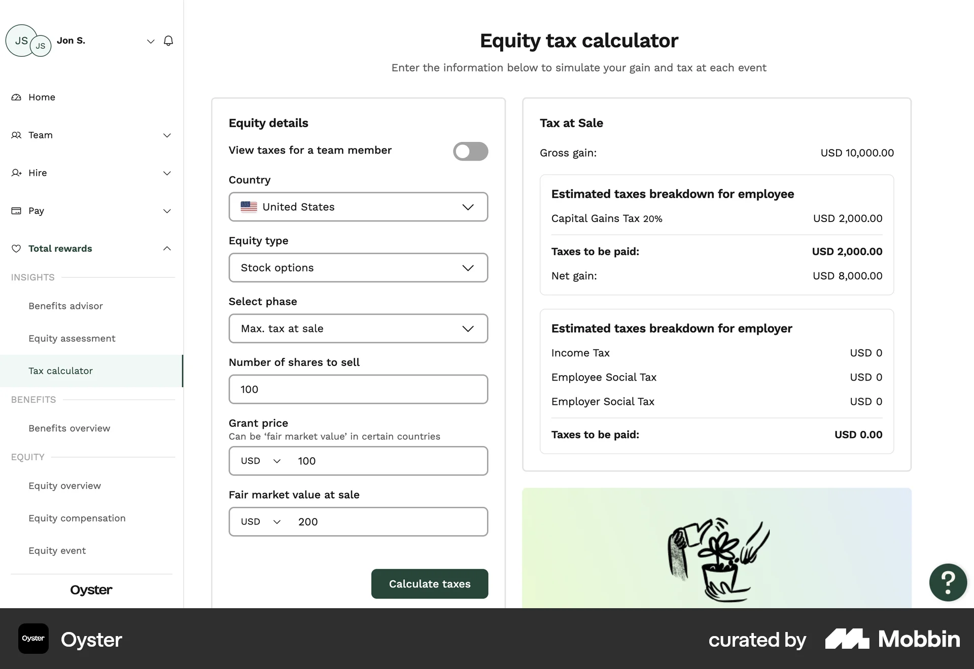 Oyster Web Other Action screen