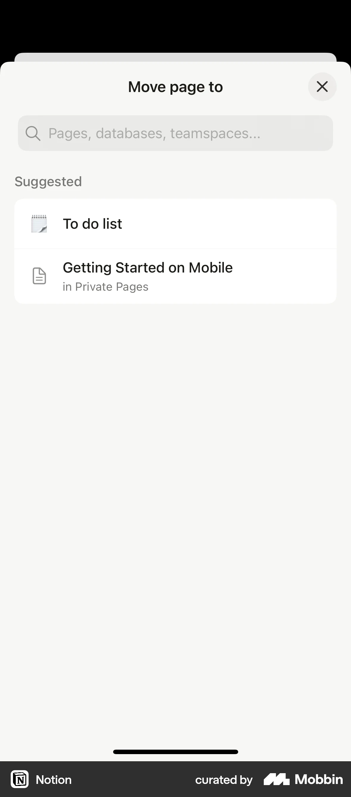 Notion iOS Move screen