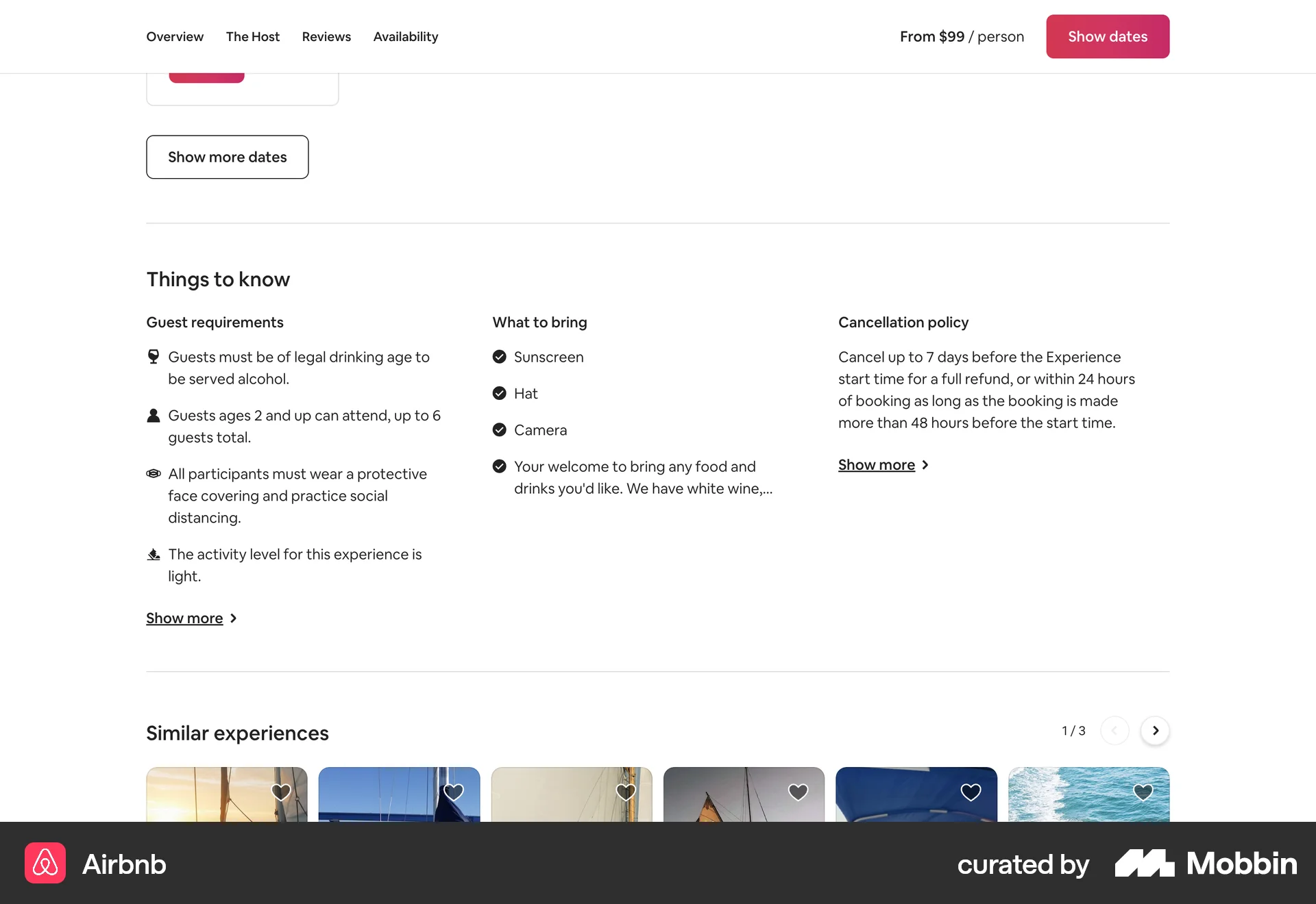 Airbnb Web Product Detail screen