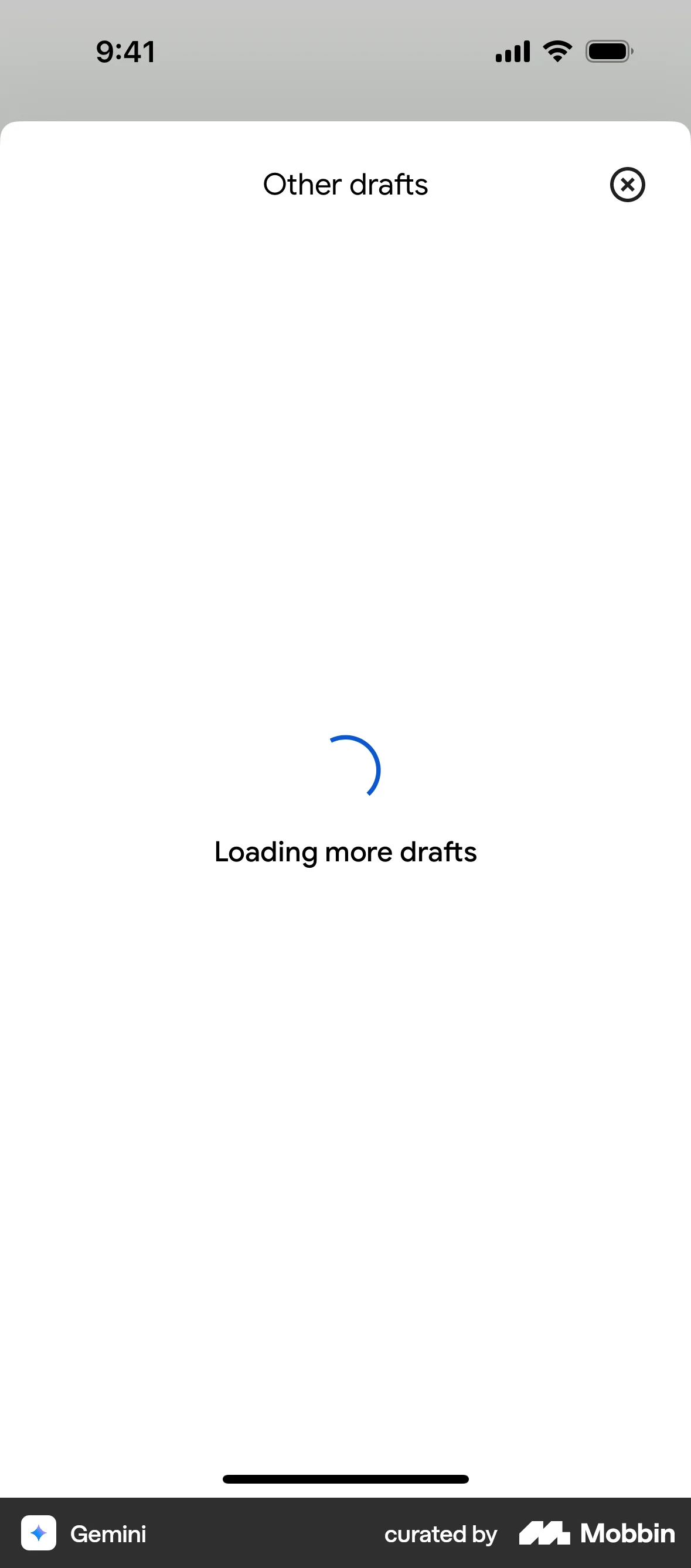 Google Gemini iOS screen containing Loading Indicator UI element