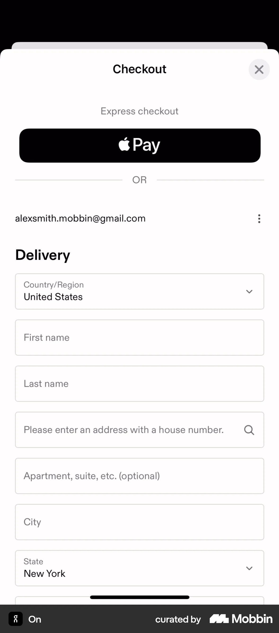 On iOS Checkout screen