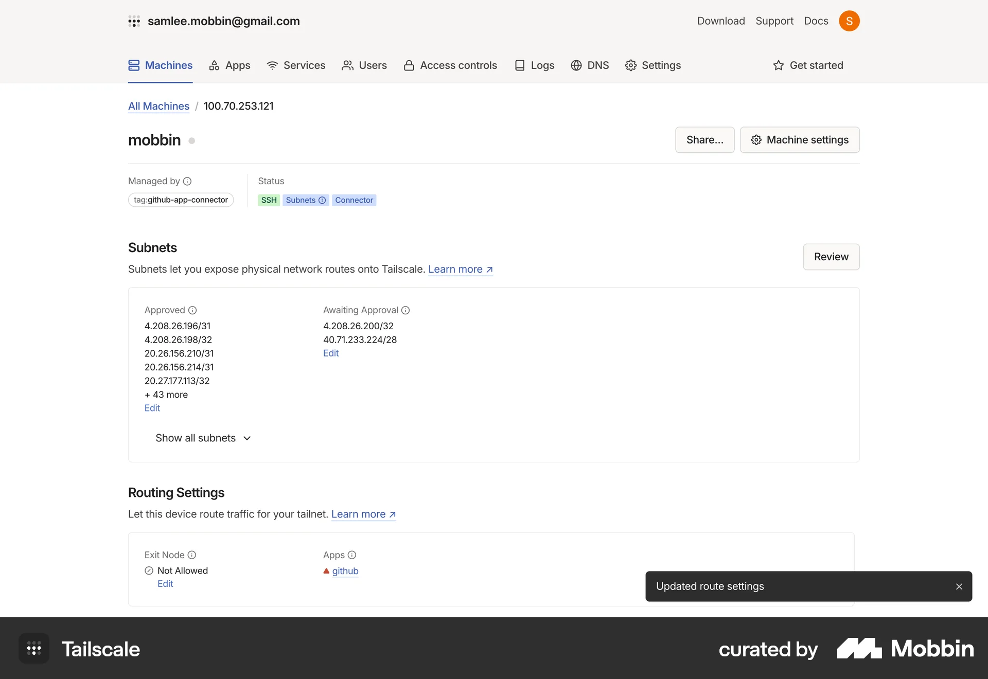 Tailscale Web Utilities App screen