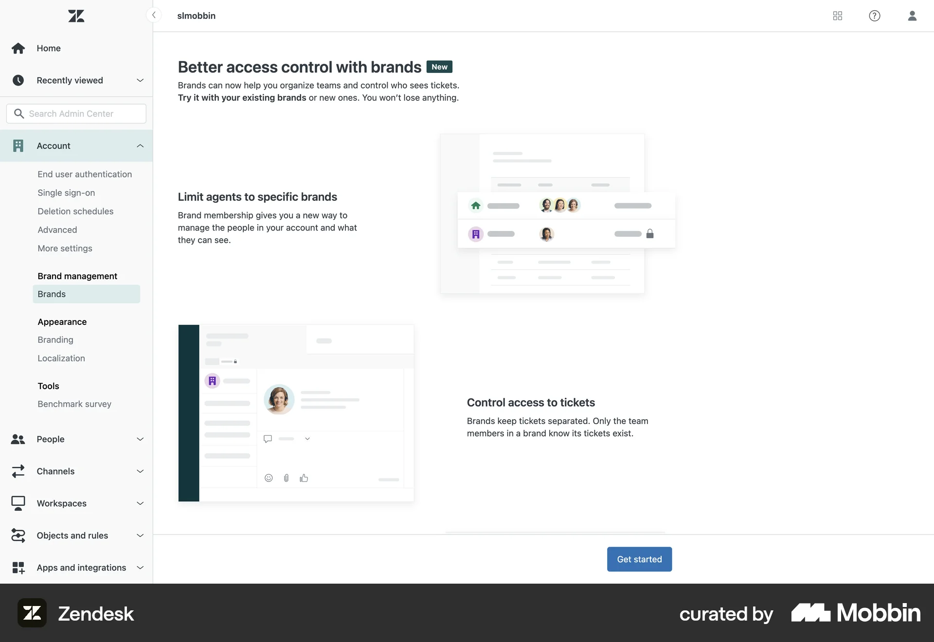 Zendesk Web Admin UI screen