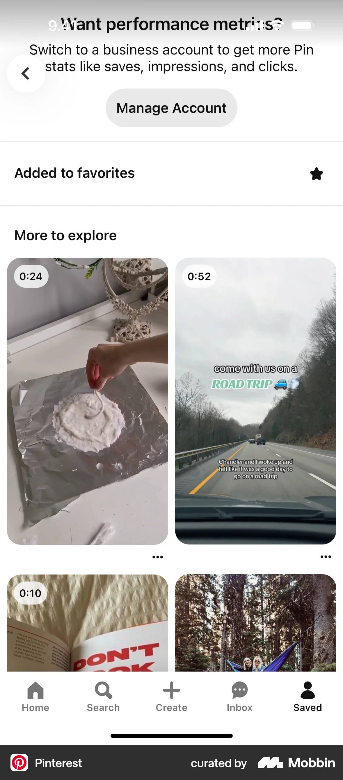 Pinterest iOS Favorite & Pin screen