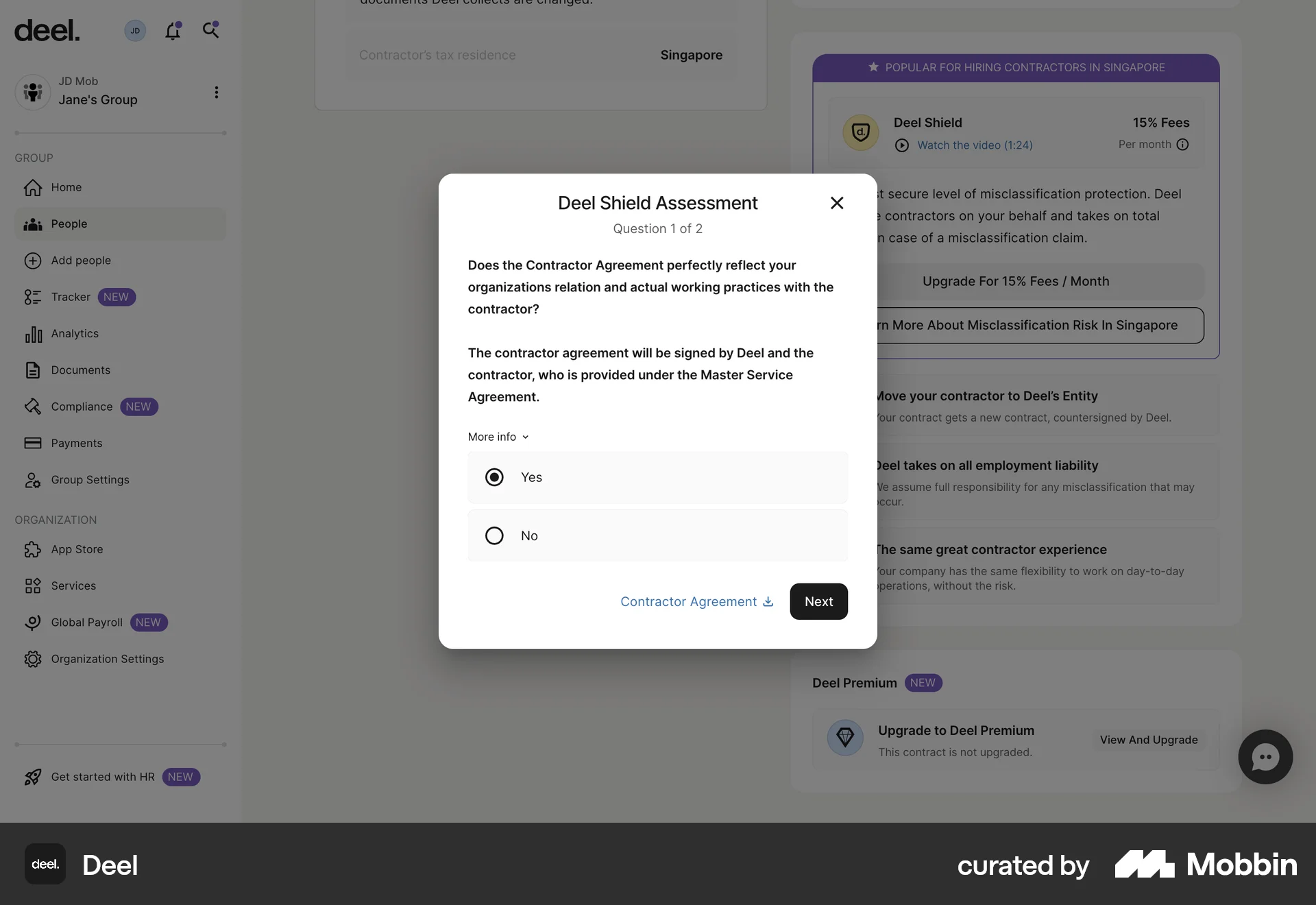 Deel Web Quiz screen