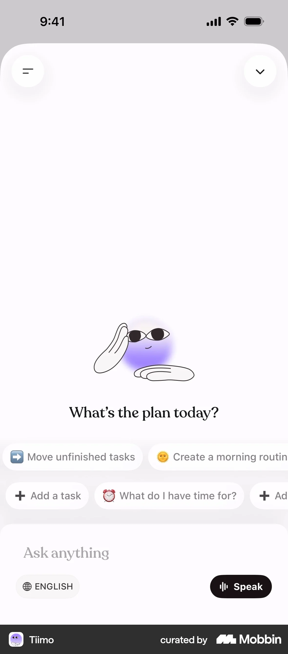 Tiimo iOS Chat Bot screen