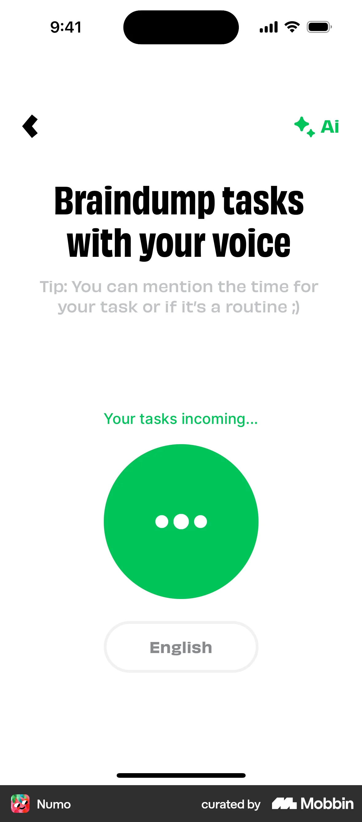 Numo iOS Audio & Video Recorder screen
