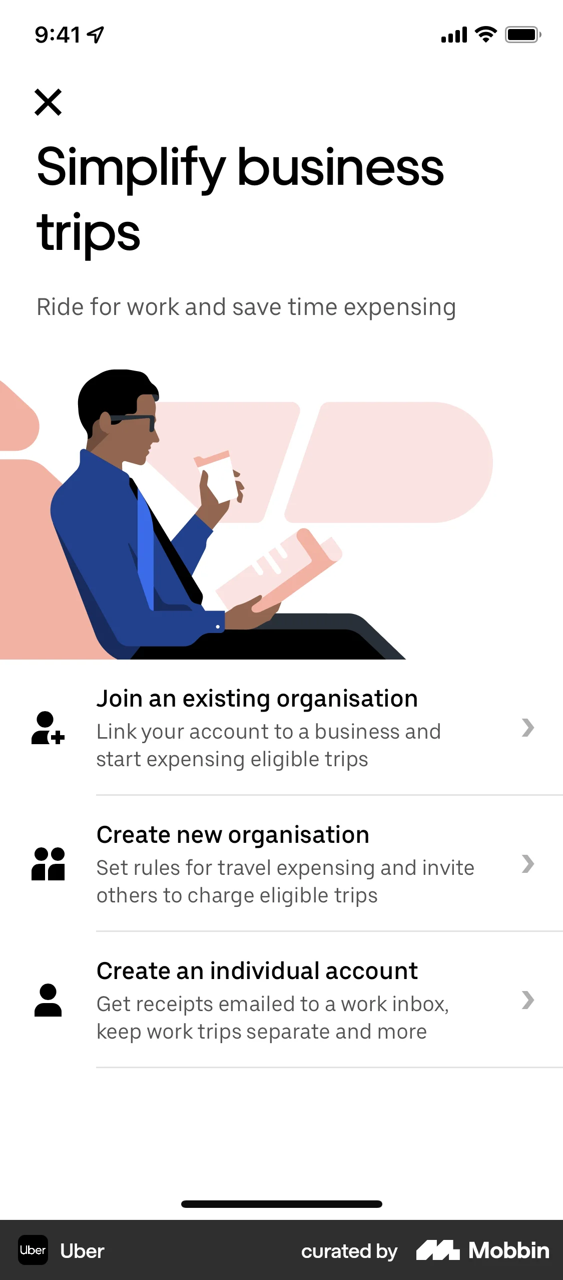 Uber iOS screen containing Full-Screen Overlay UI element