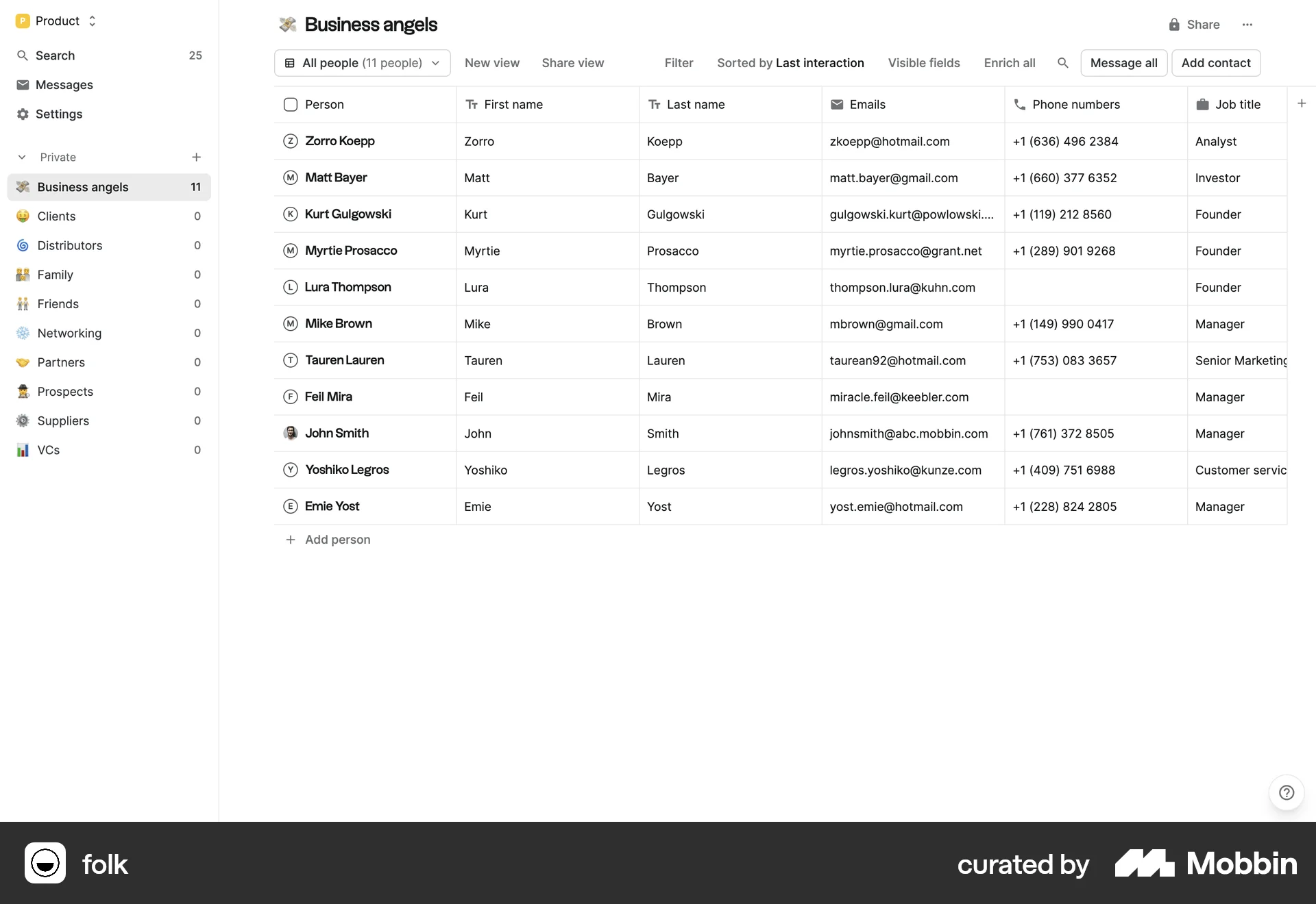 folk Web CRM App screen