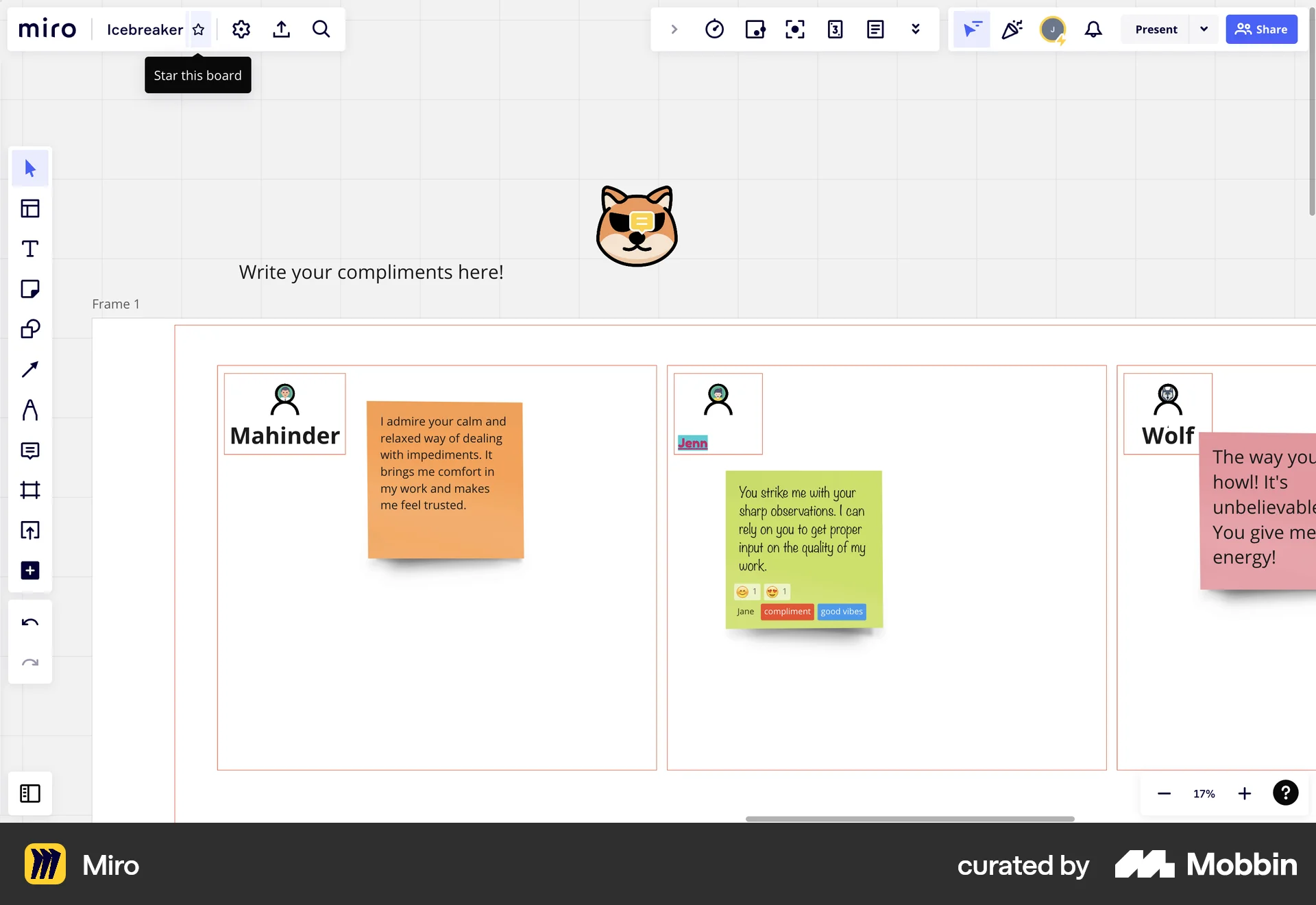 Miro Web Favorite & Pin screen