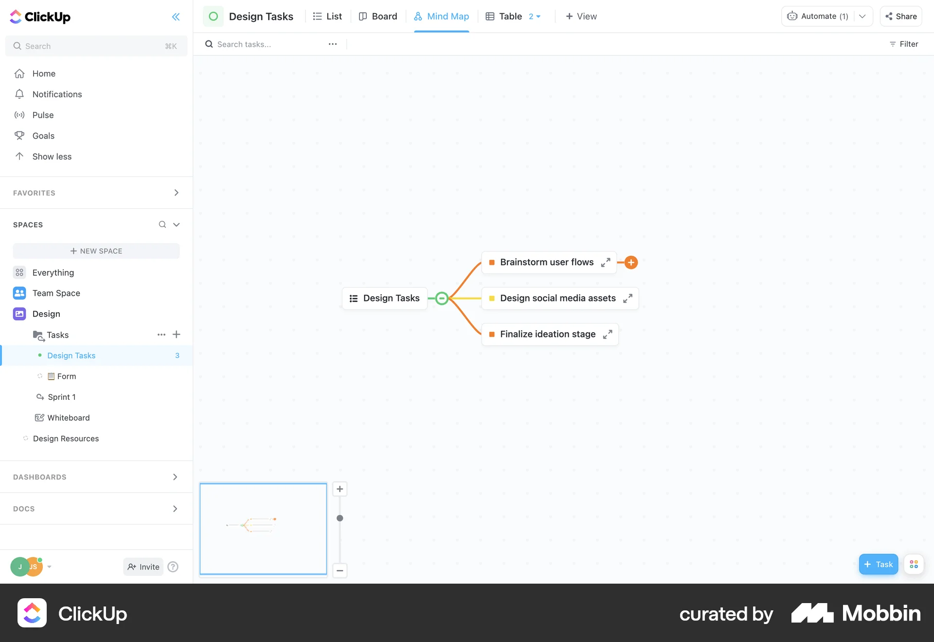 ClickUp Web Canvas screen