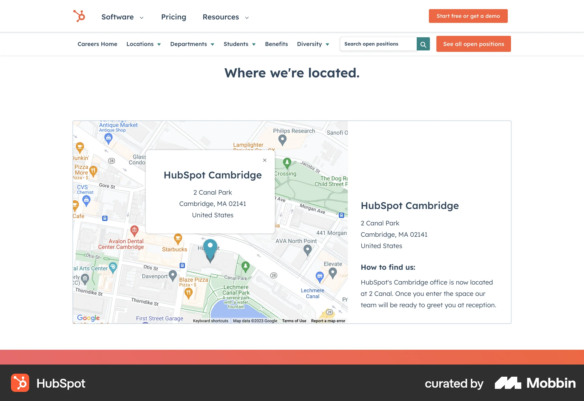 HubSpot Web screen containing Map Pin UI element