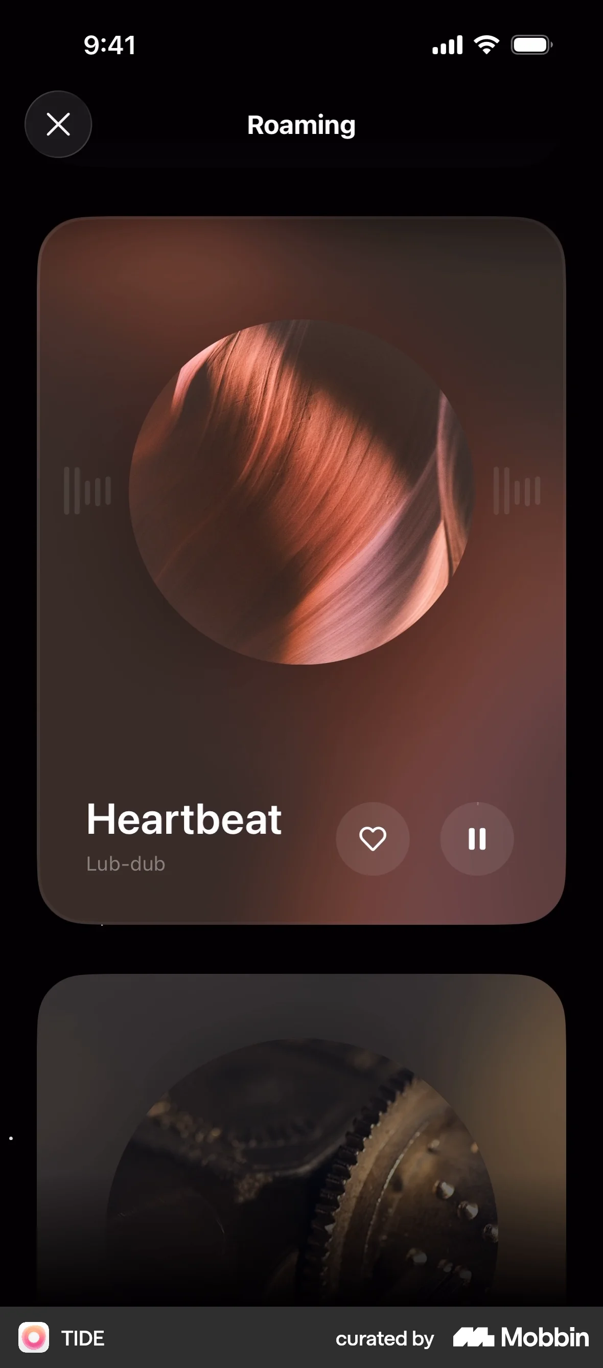 TIDE iOS Glassmorphism screen
