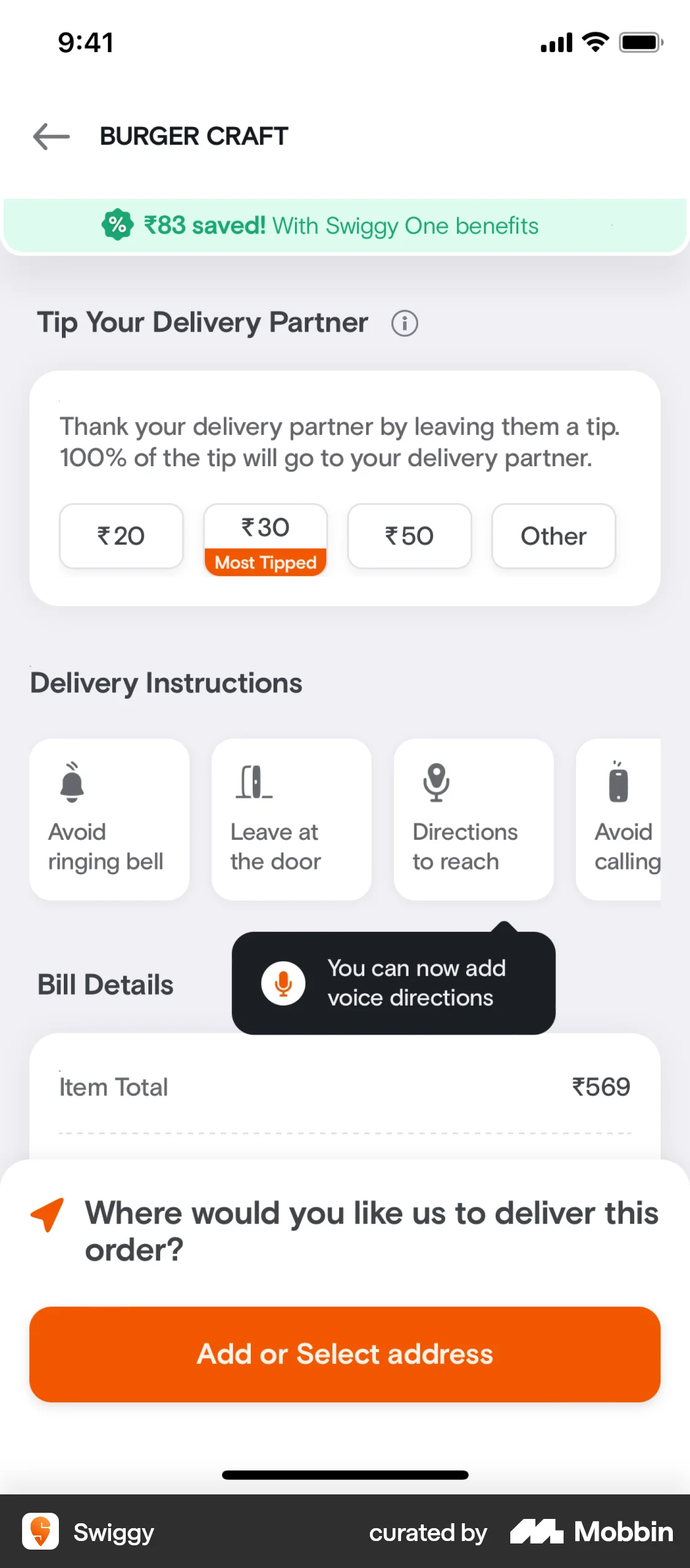 Swiggy iOS Checkout screen