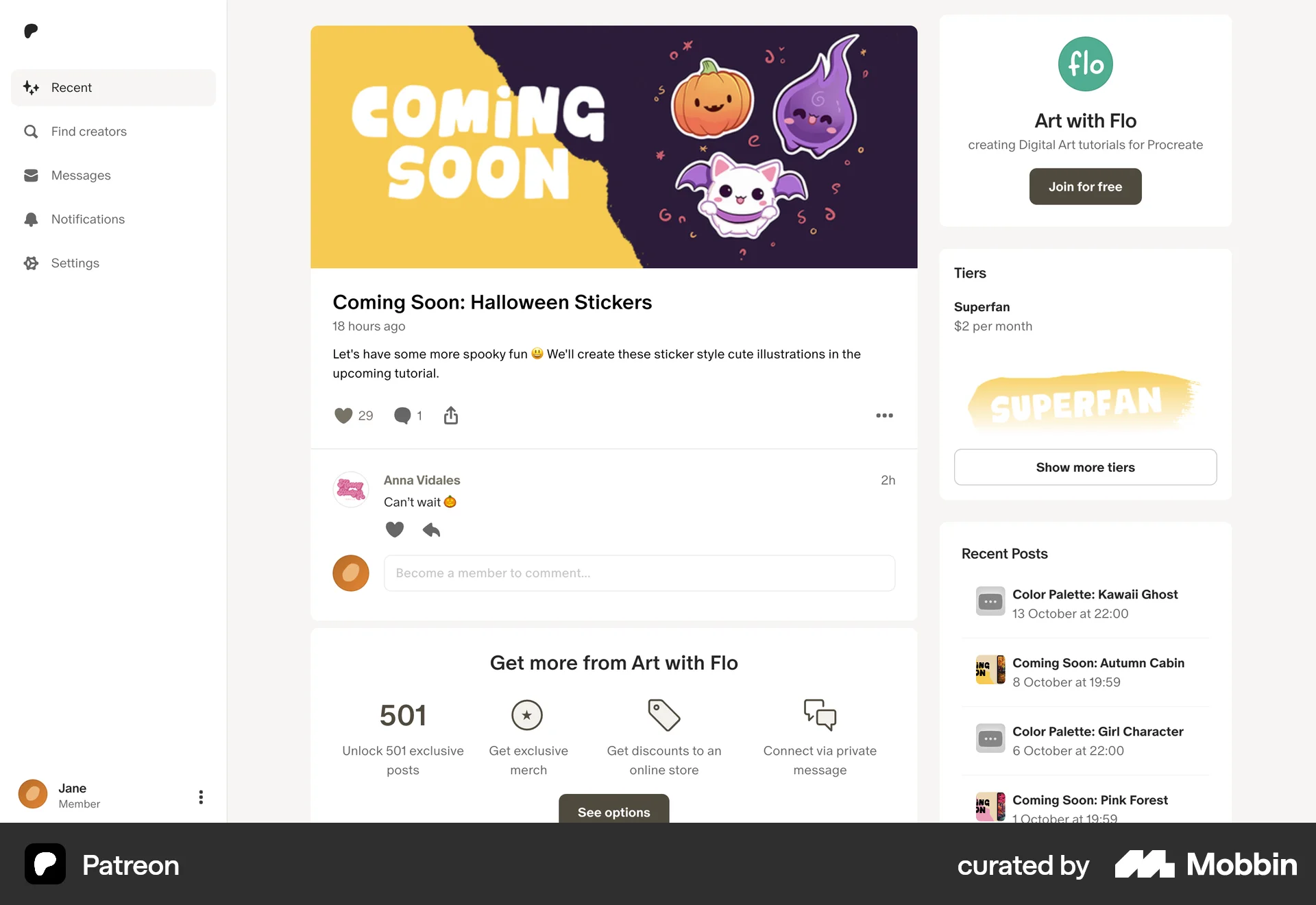 Patreon Web Like & Upvote screen