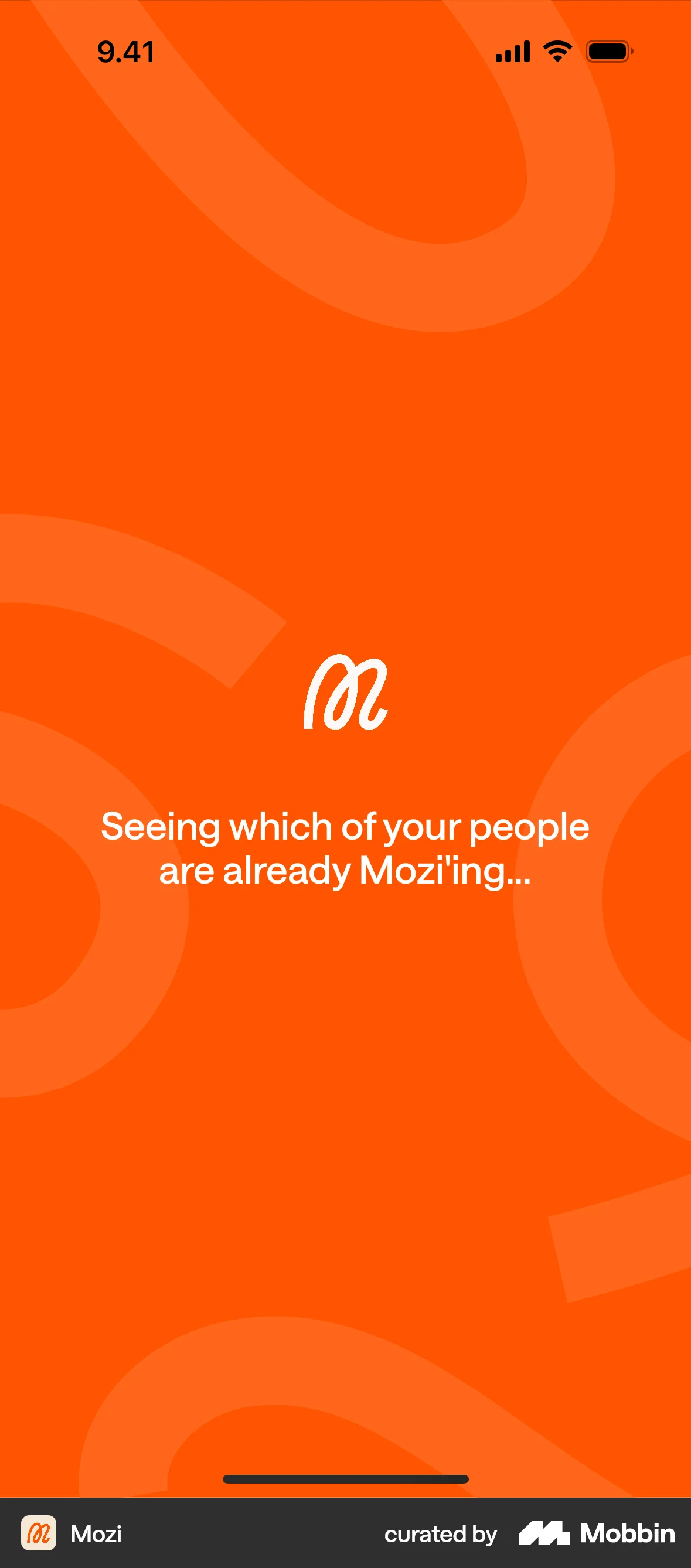 Mozi Onboarding screen