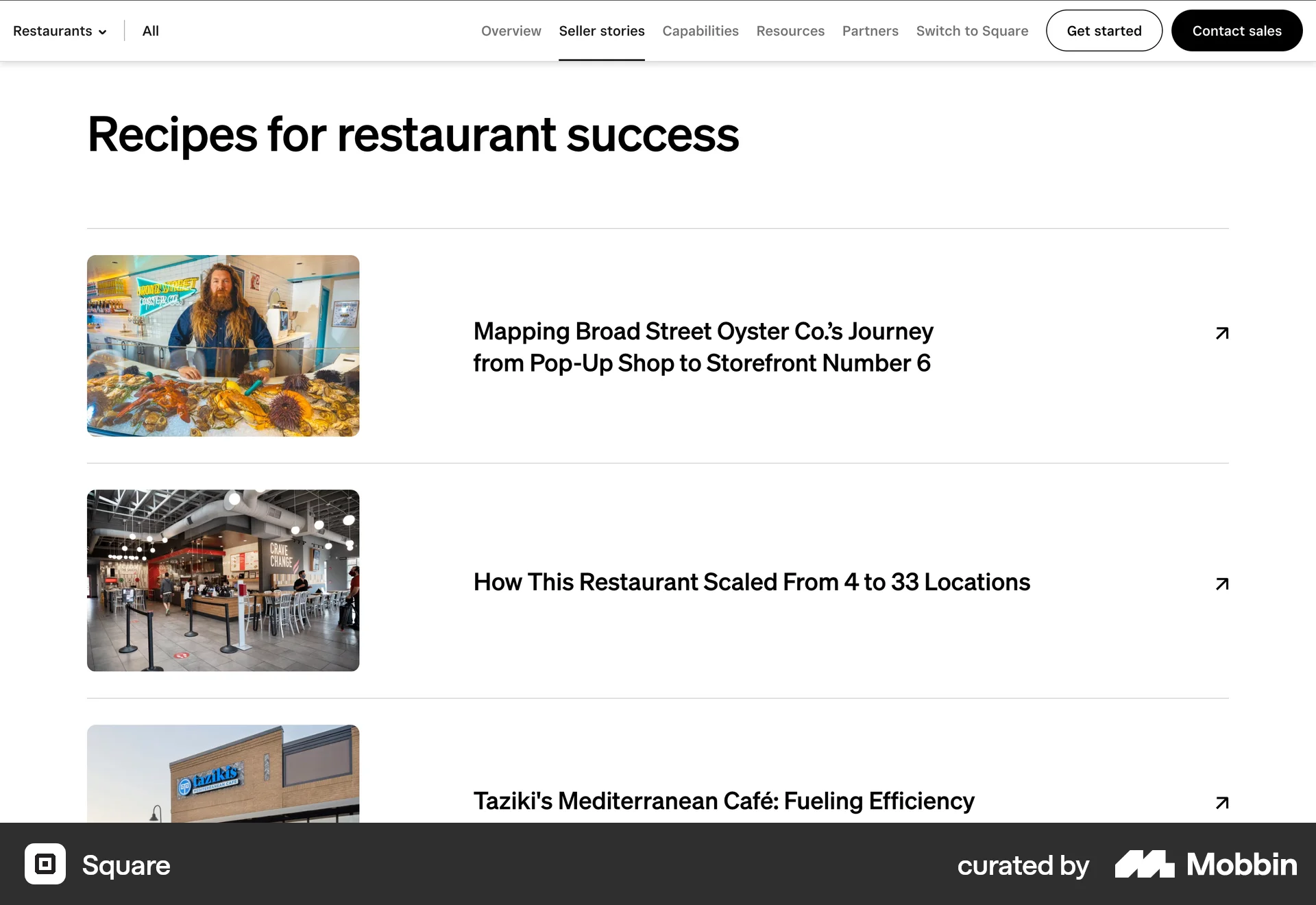 Square Web screen containing Stacked List UI element