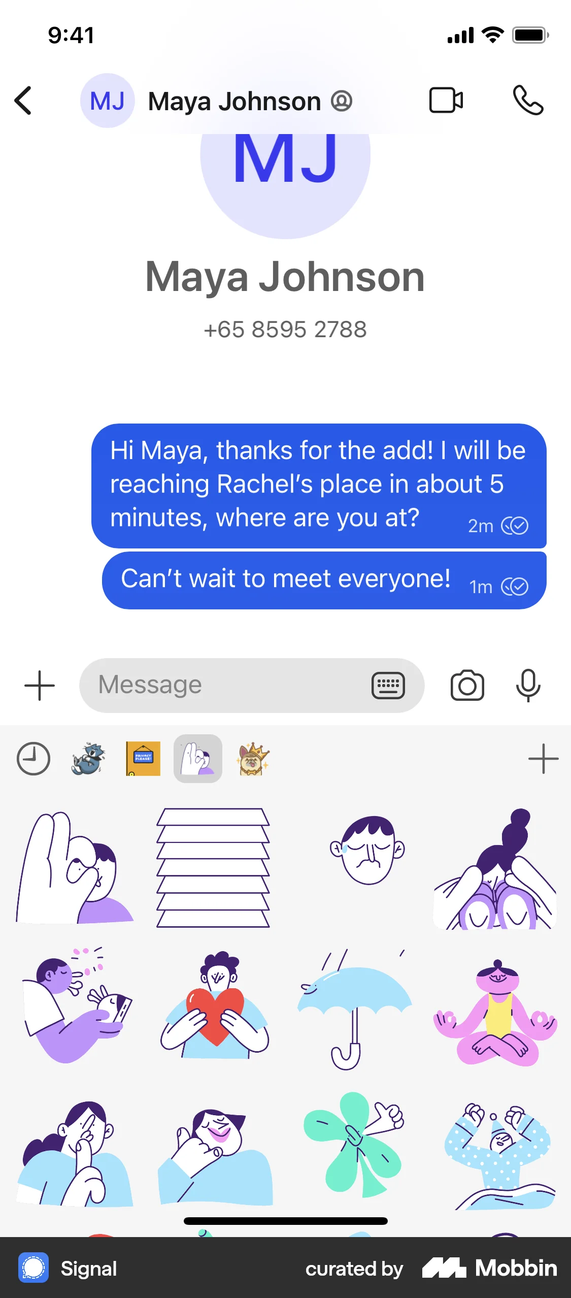 Signal iOS Filters & Stickers screen