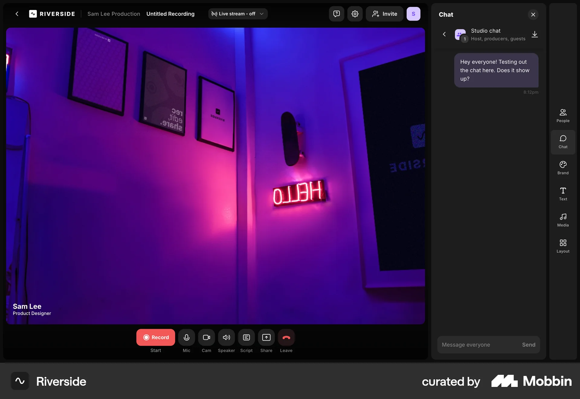 Riverside Web Chat Detail screen