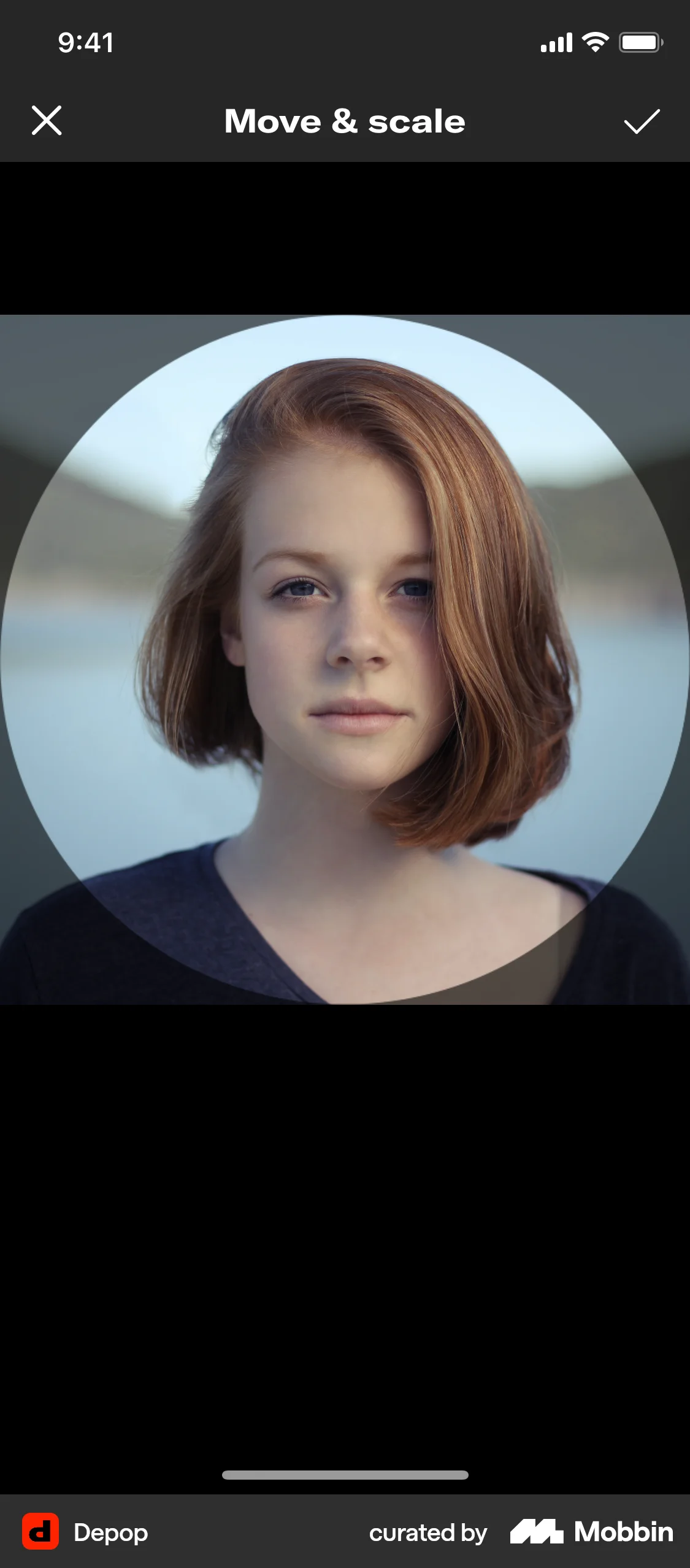 Depop iOS Media Editor screen