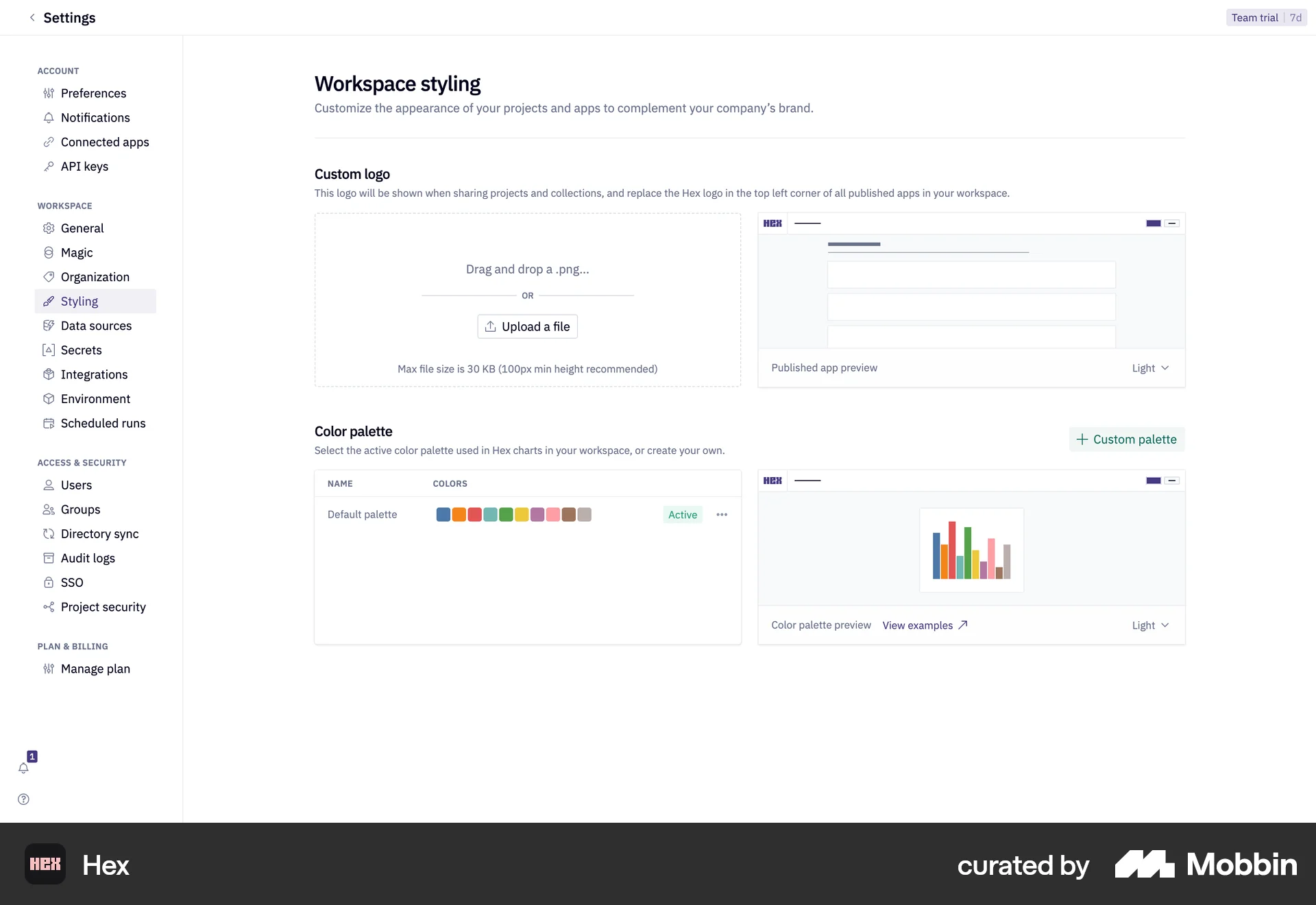 Hex Web screen containing File Upload UI element