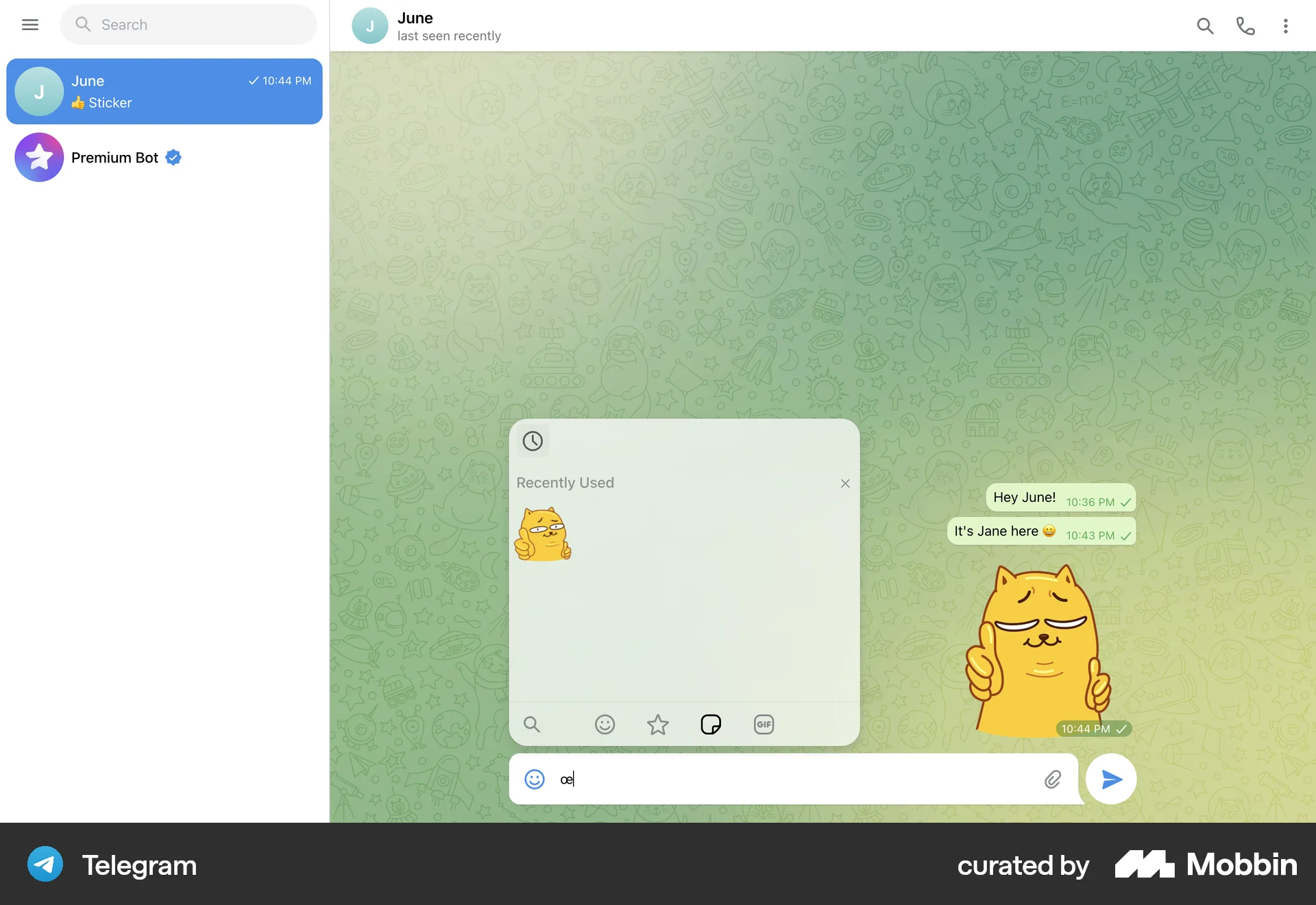 Telegram Web Communication App screen
