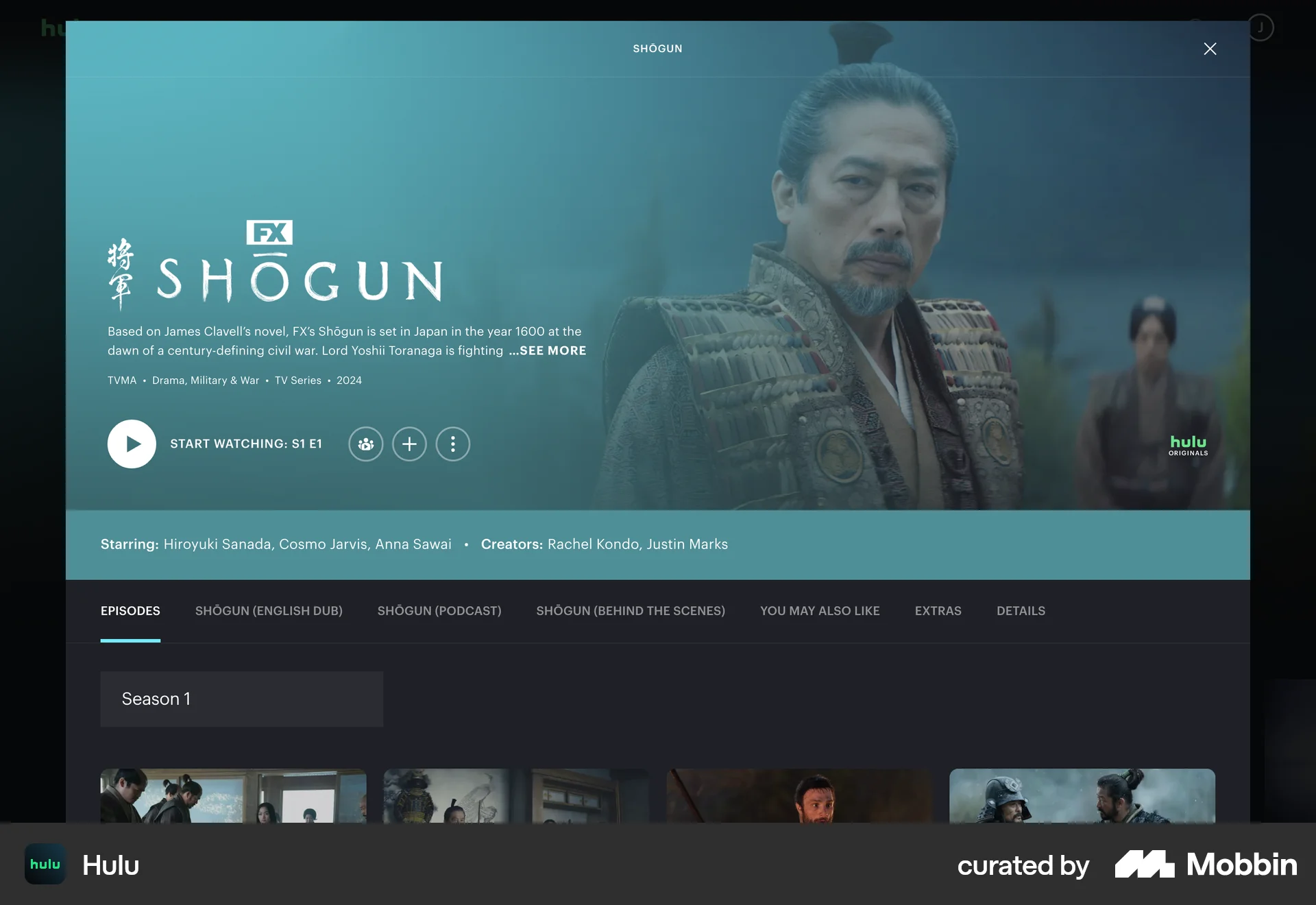 Hulu Web TV Show & Movie Detail screen