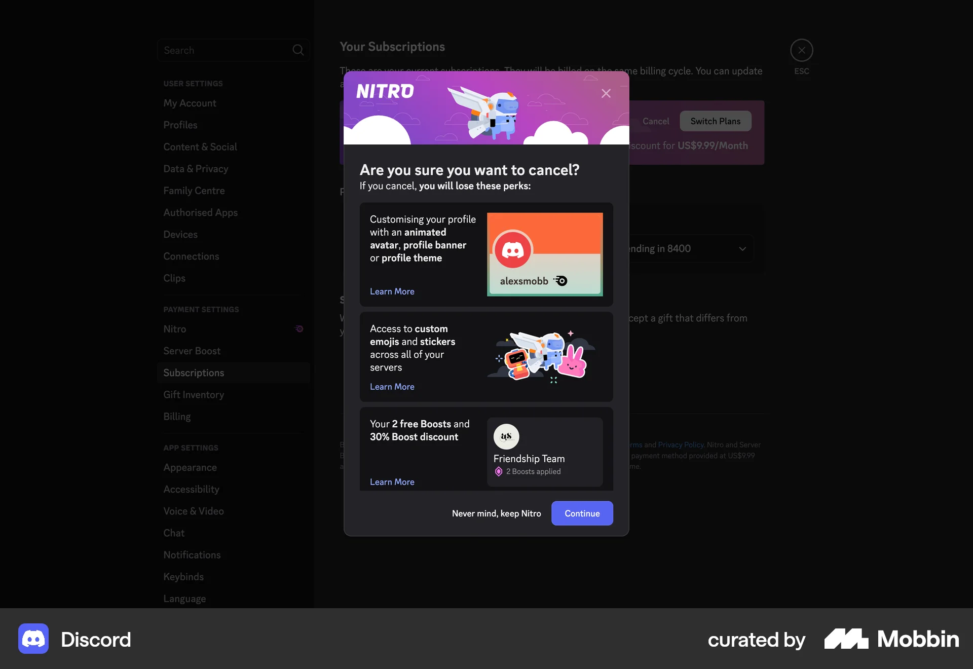 Discord Web Cancel screen