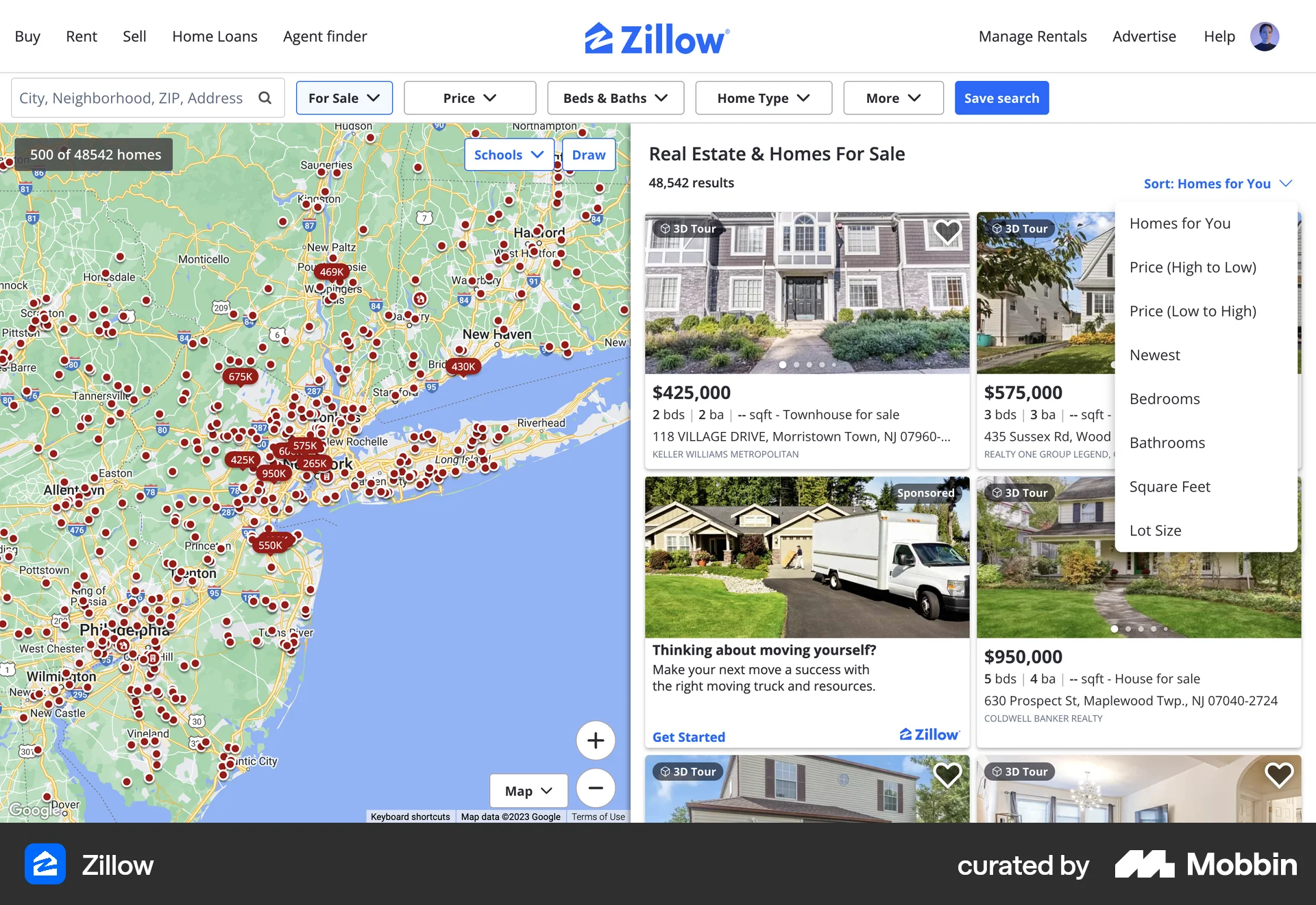 Zillow Web Real Estate App screen