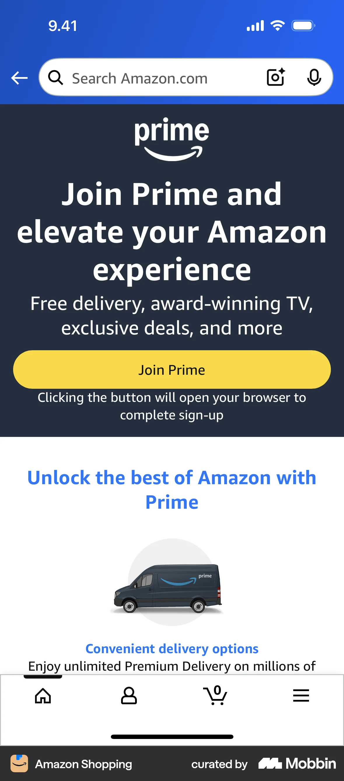 Amazon Shopping iOS Feature Info screen