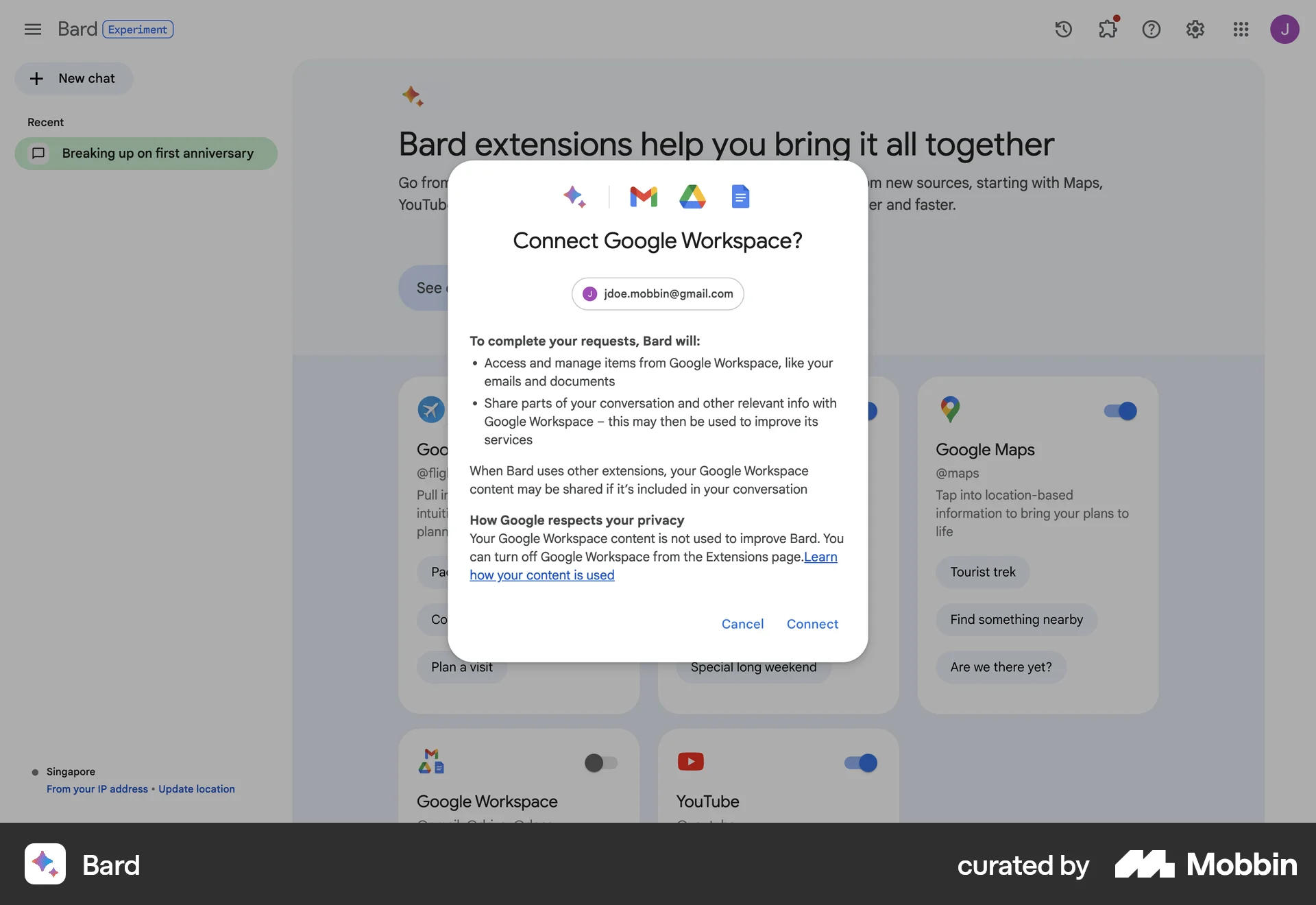 Bard Web Permission screen