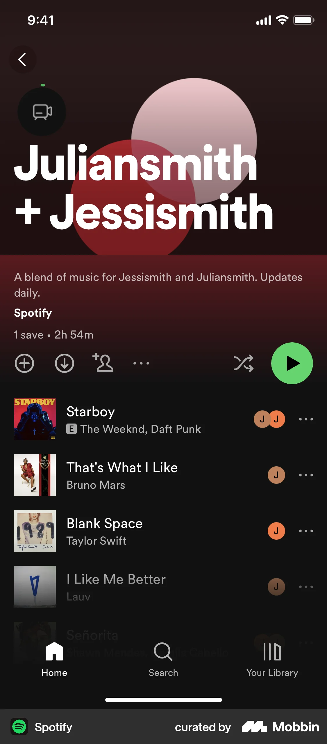 Spotify iOS Playlists screen